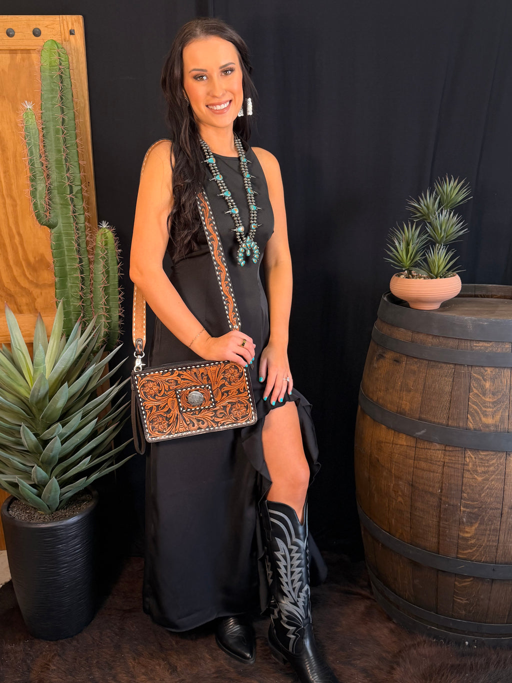 Brown High Desert Tooled Crossbody/ Clutch