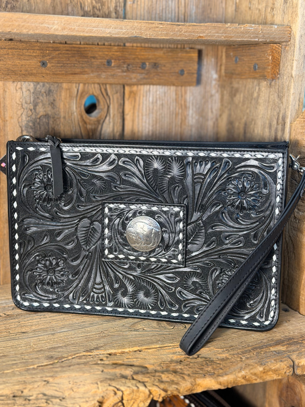 Black High Desert Tooled Crossbody/ Clutch