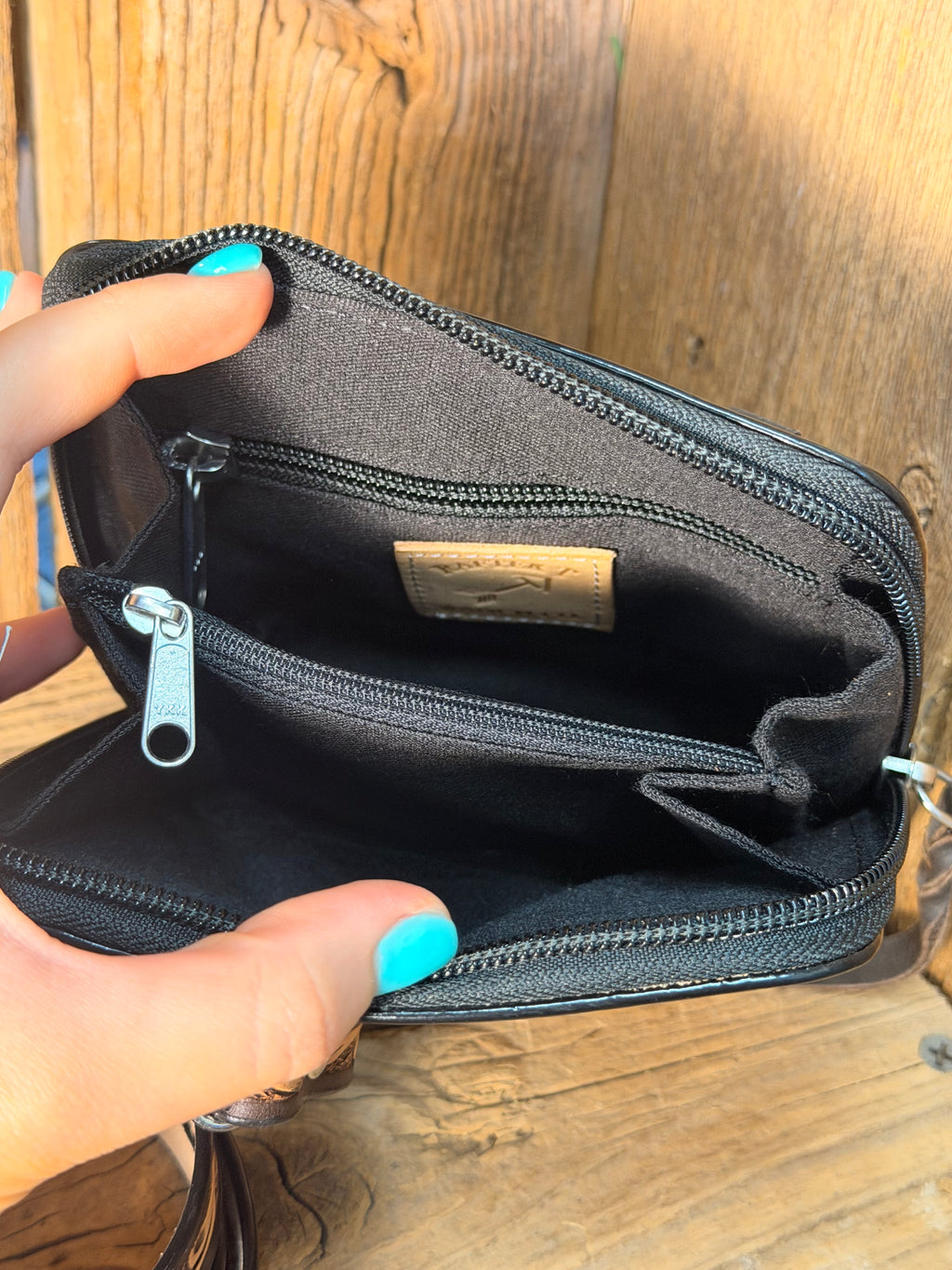Natural Mini Tooled Crossbody
