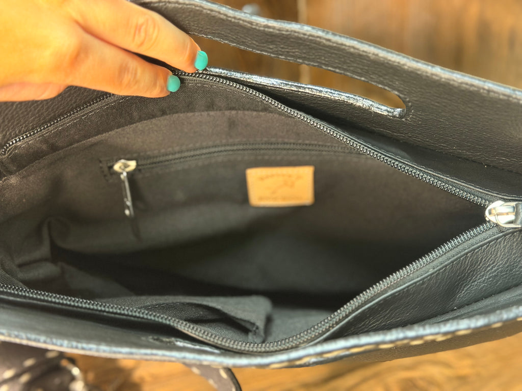 Tooled Buckstitch Black Crossbody/ Clutch