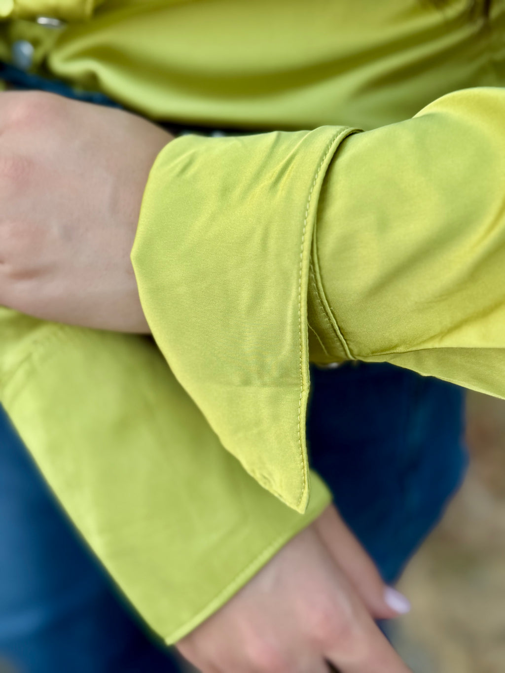 Lime Long Sleeve Pearl Snap