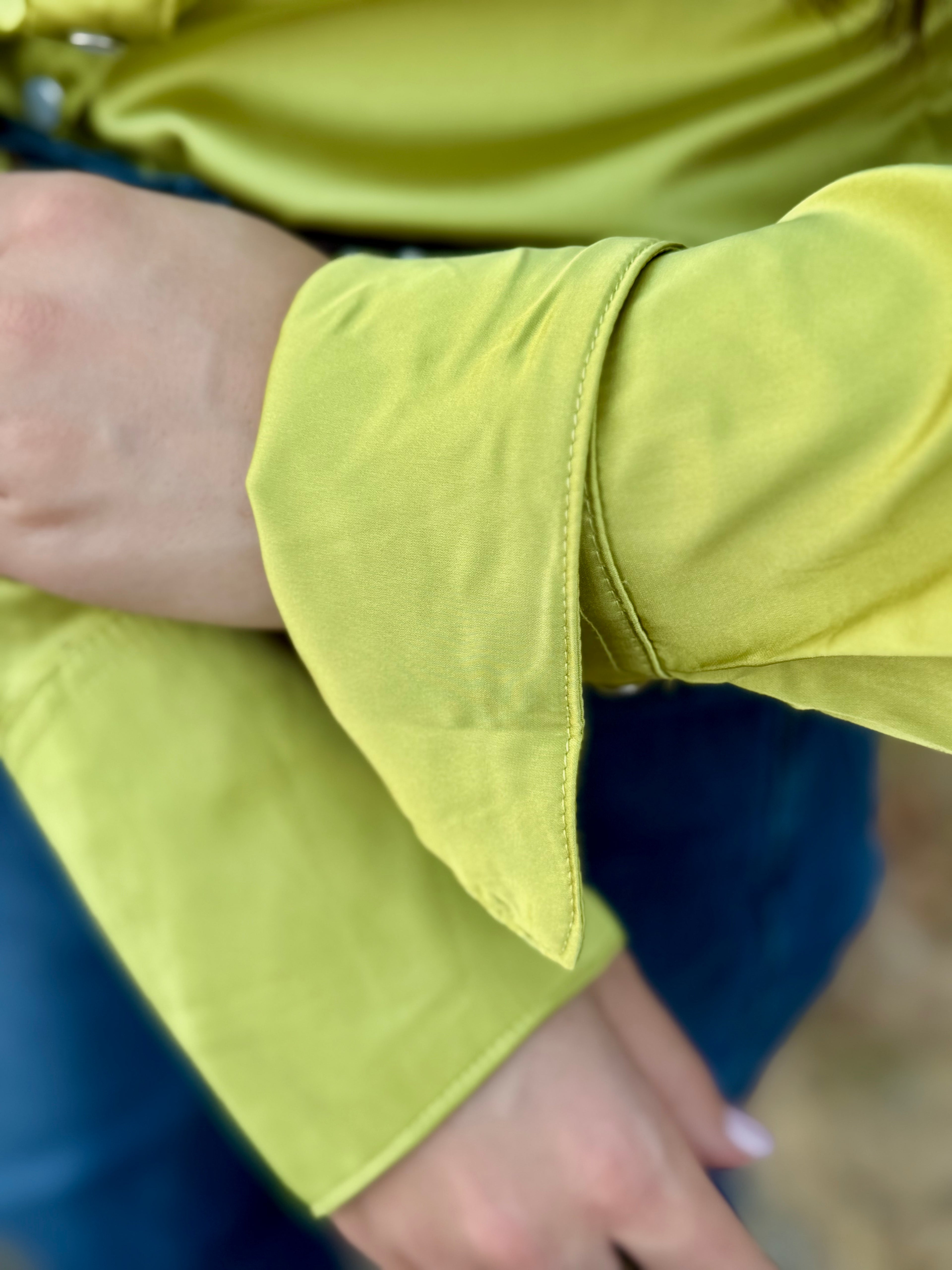 Lime Long Sleeve Pearl Snap