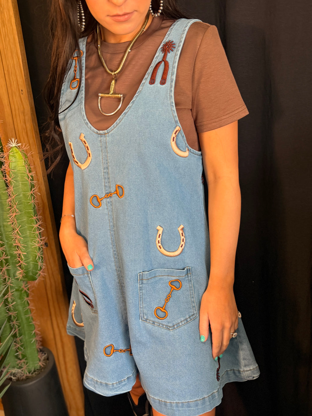 Lucky Spur Denim Romper