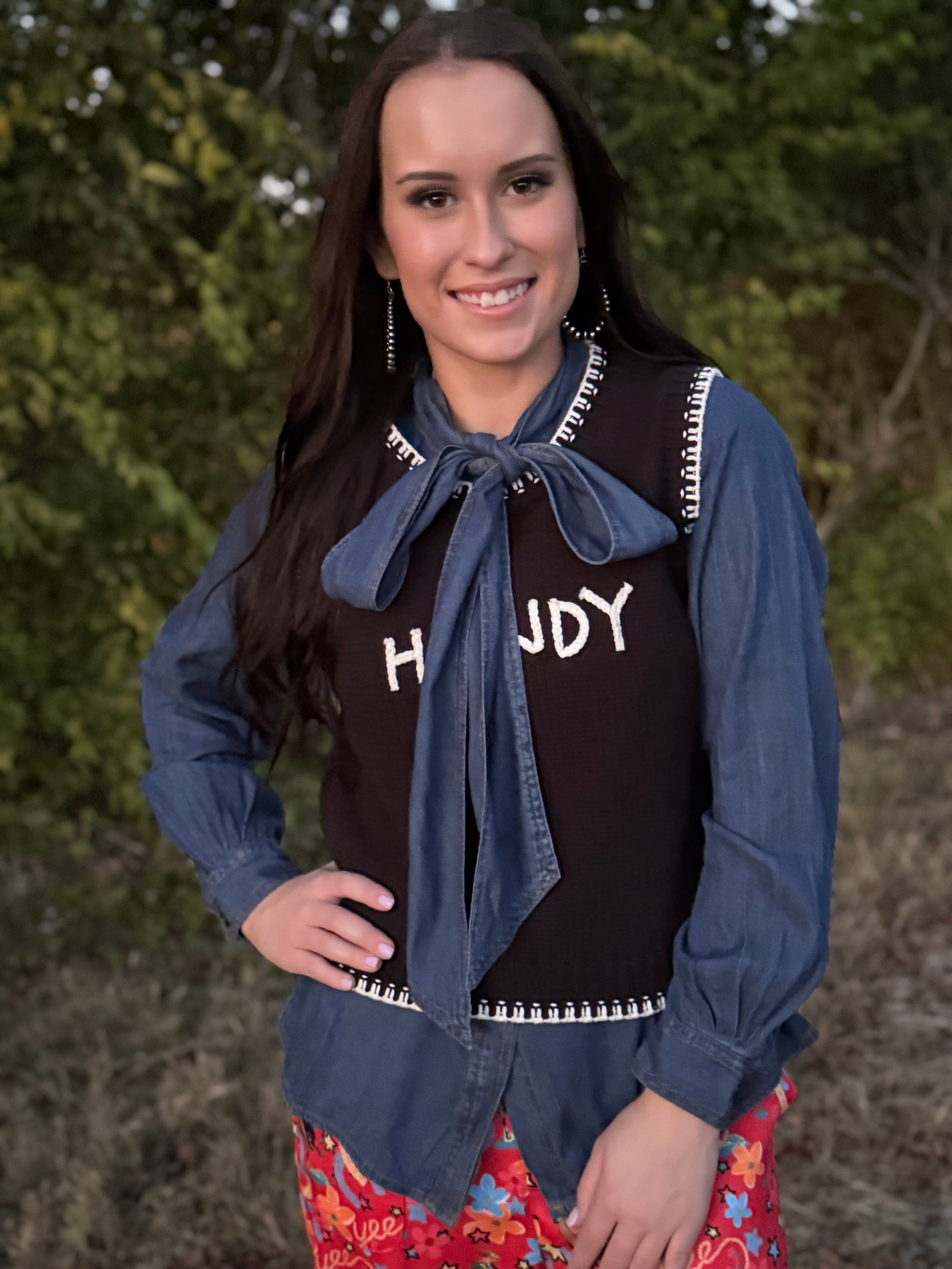 Denim Midnight Bow Top