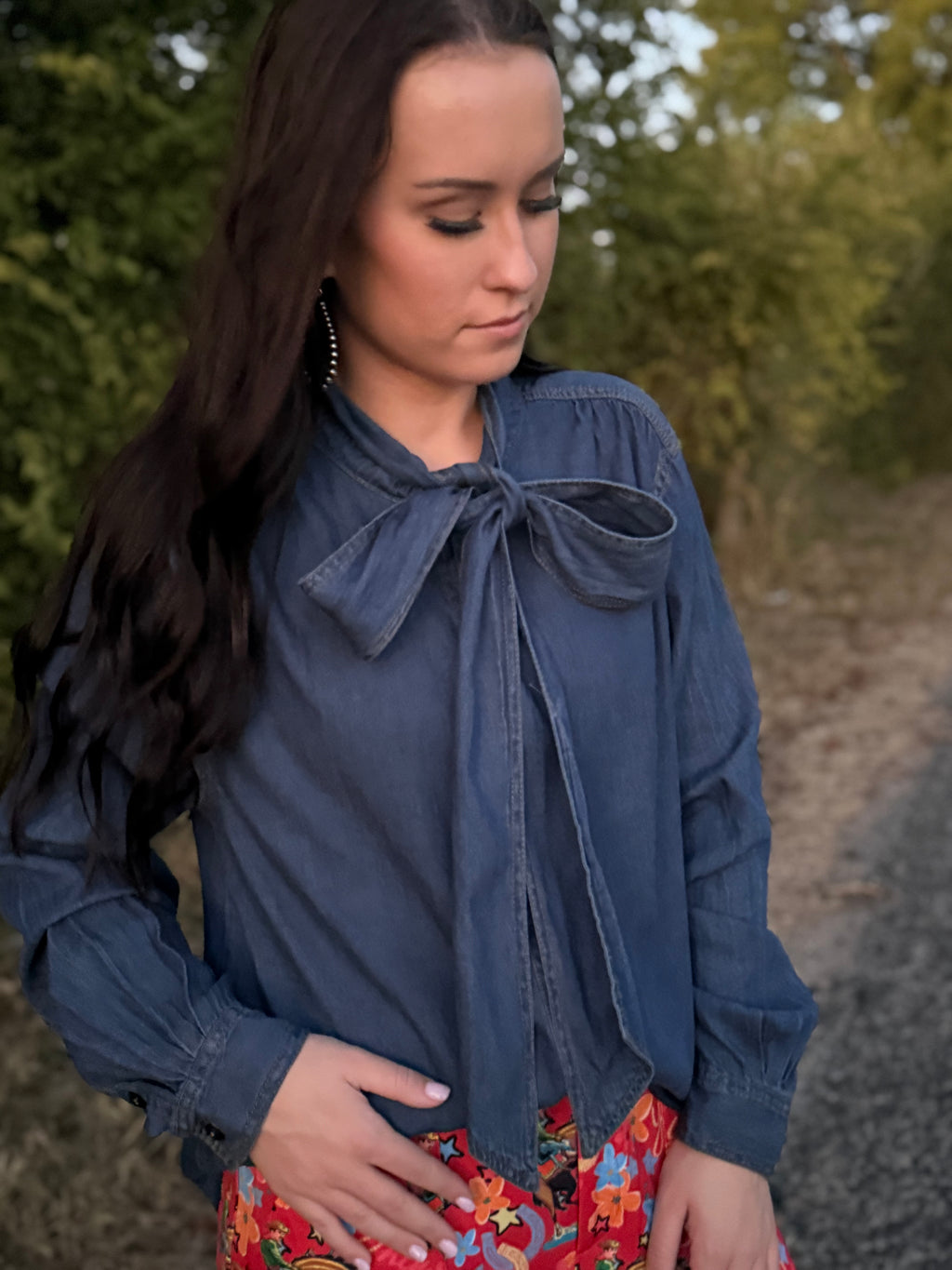 Denim Midnight Bow Top