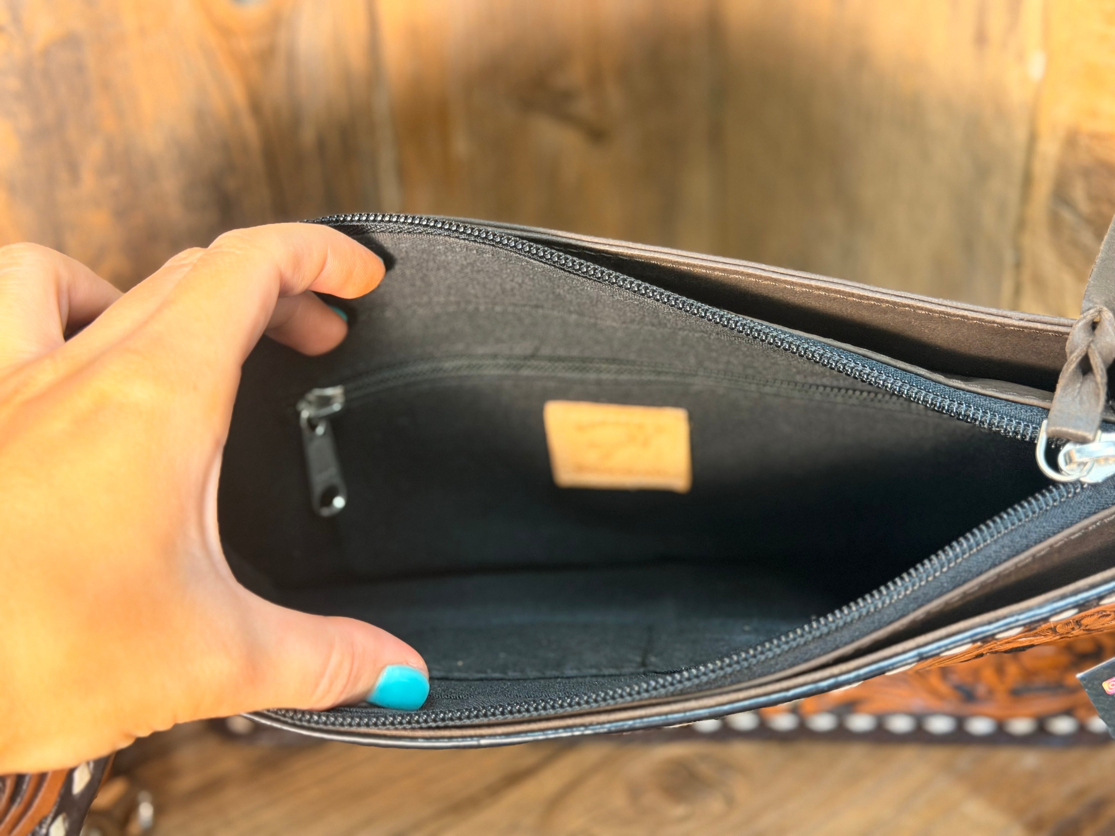 Brown High Desert Tooled Crossbody/ Clutch