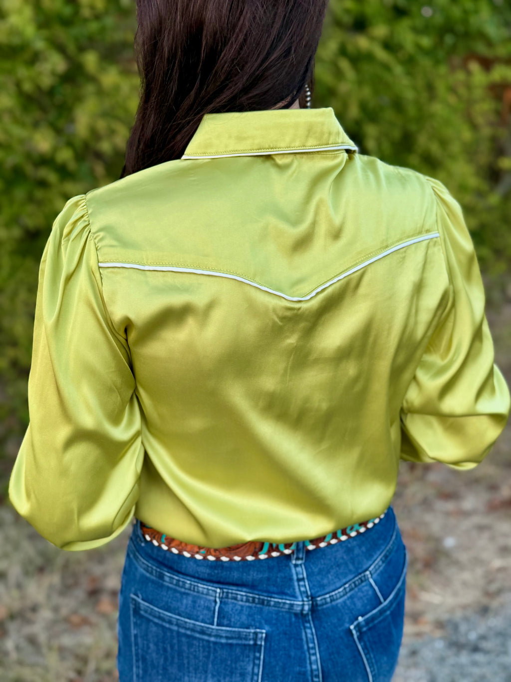 Lime Long Sleeve Pearl Snap