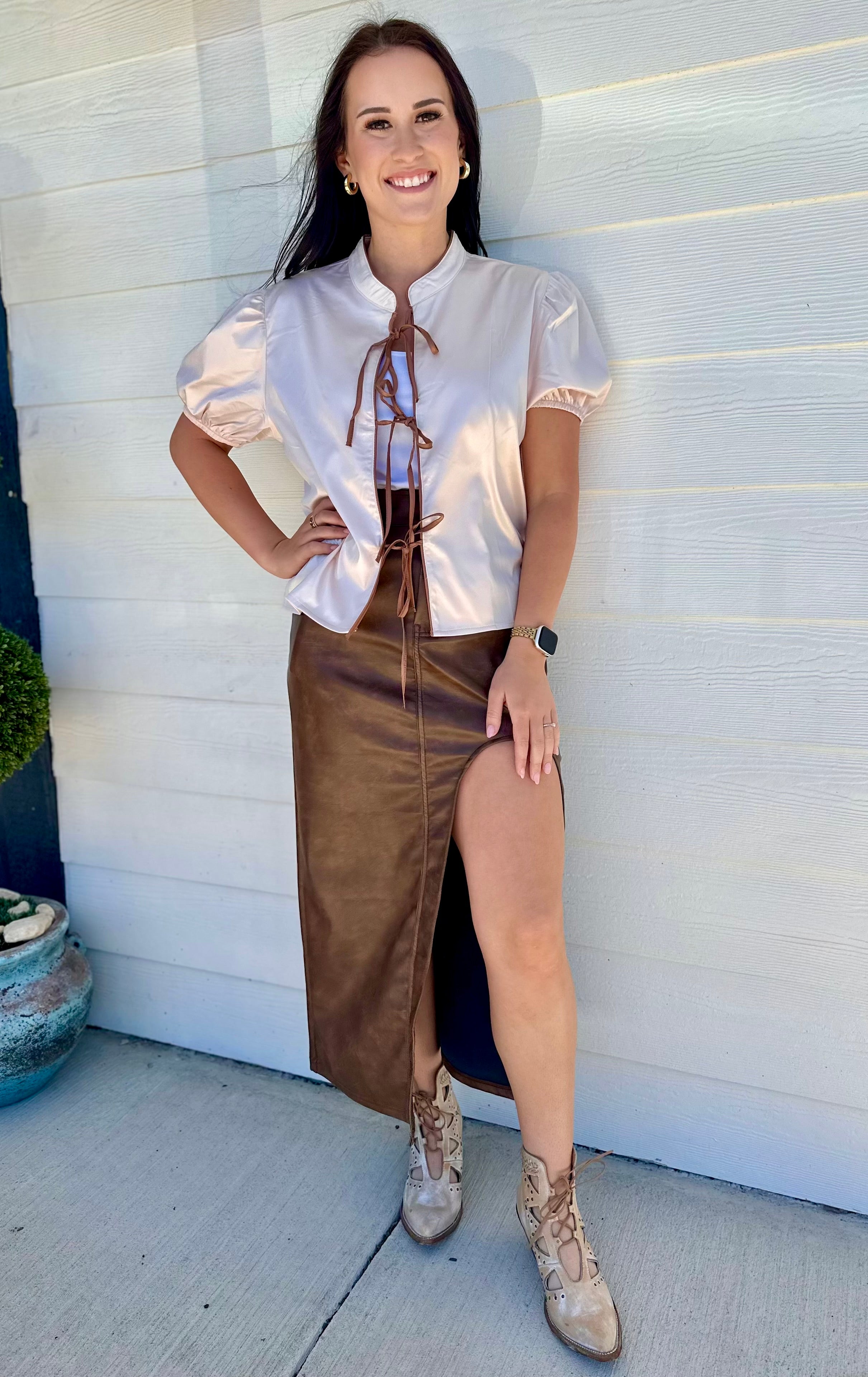 Saddle Lace Satin Top