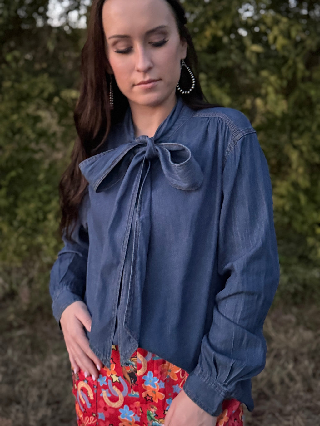 Denim Midnight Bow Top