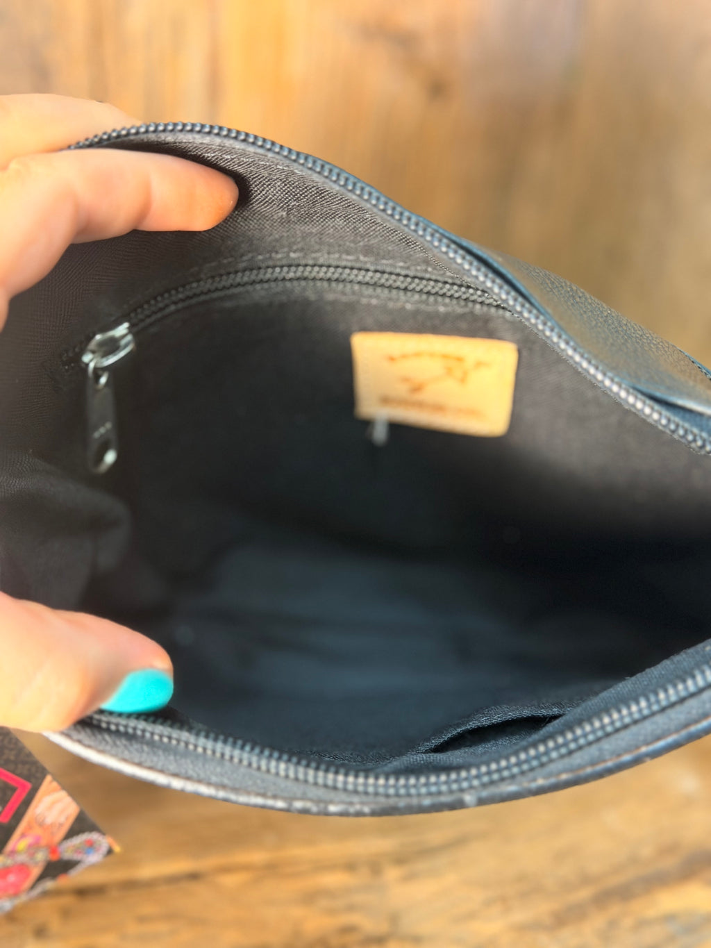 Tooled Black Soft Leather Crossbody