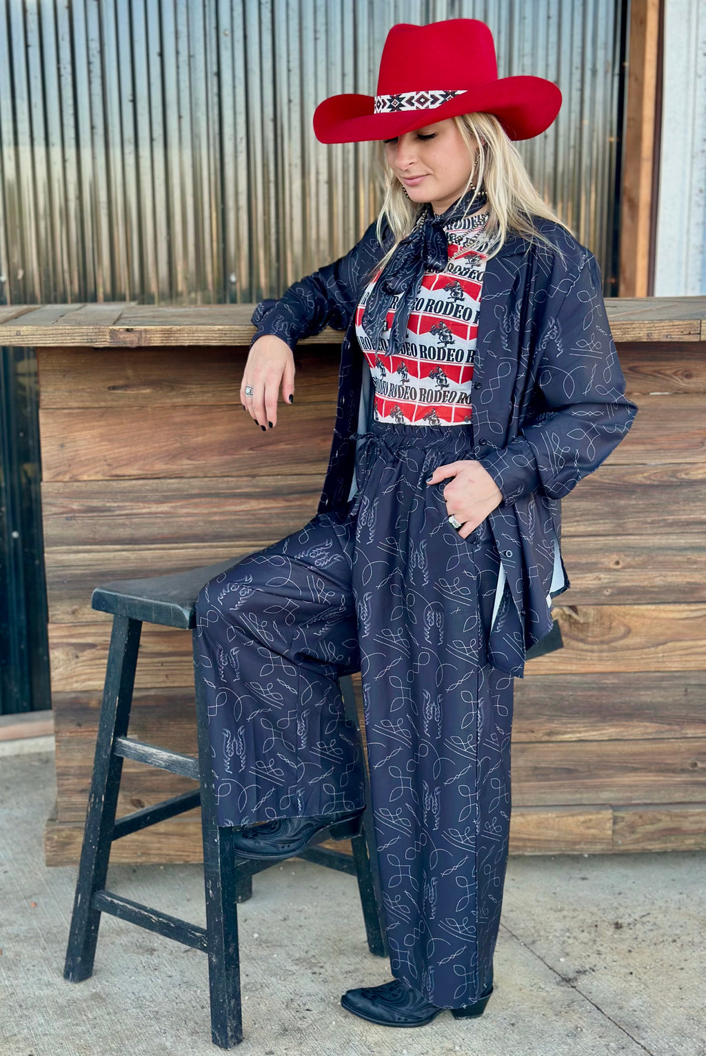 Black Boot Stitch Pants