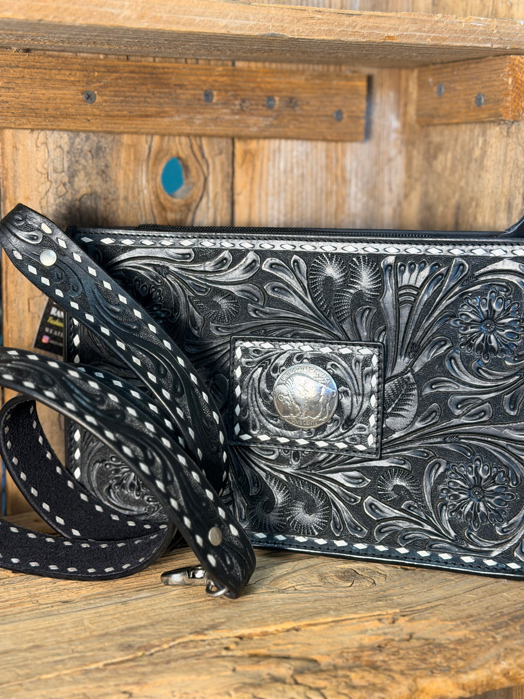Black High Desert Tooled Crossbody/ Clutch