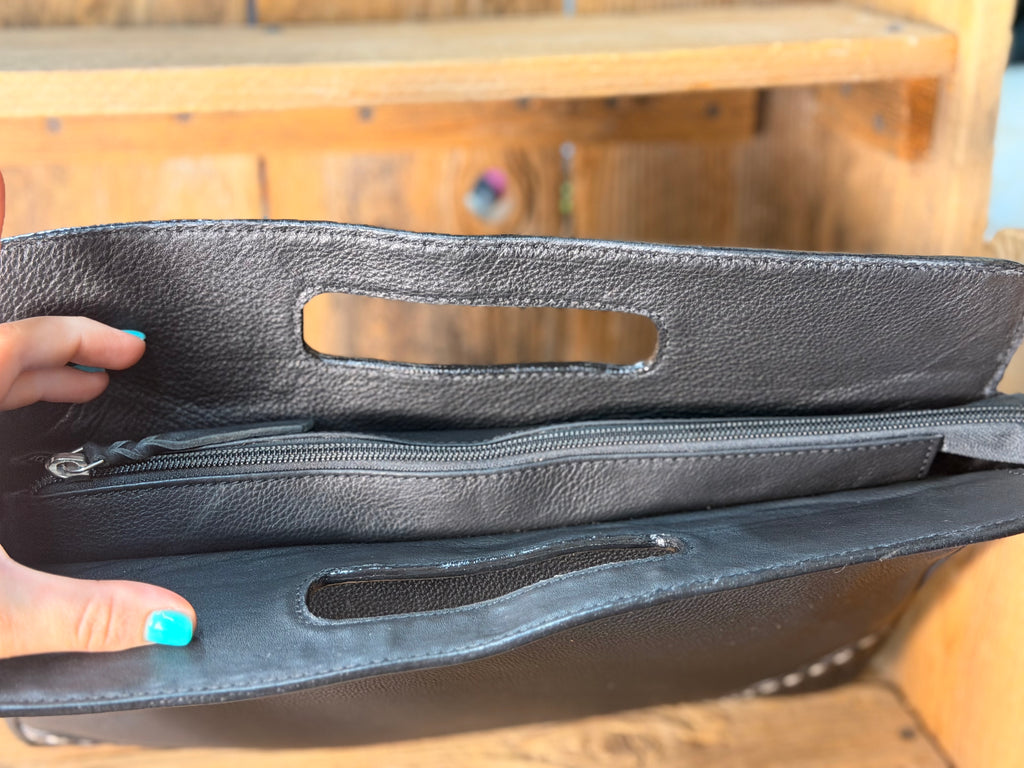 Tooled Buckstitch Black Crossbody/ Clutch