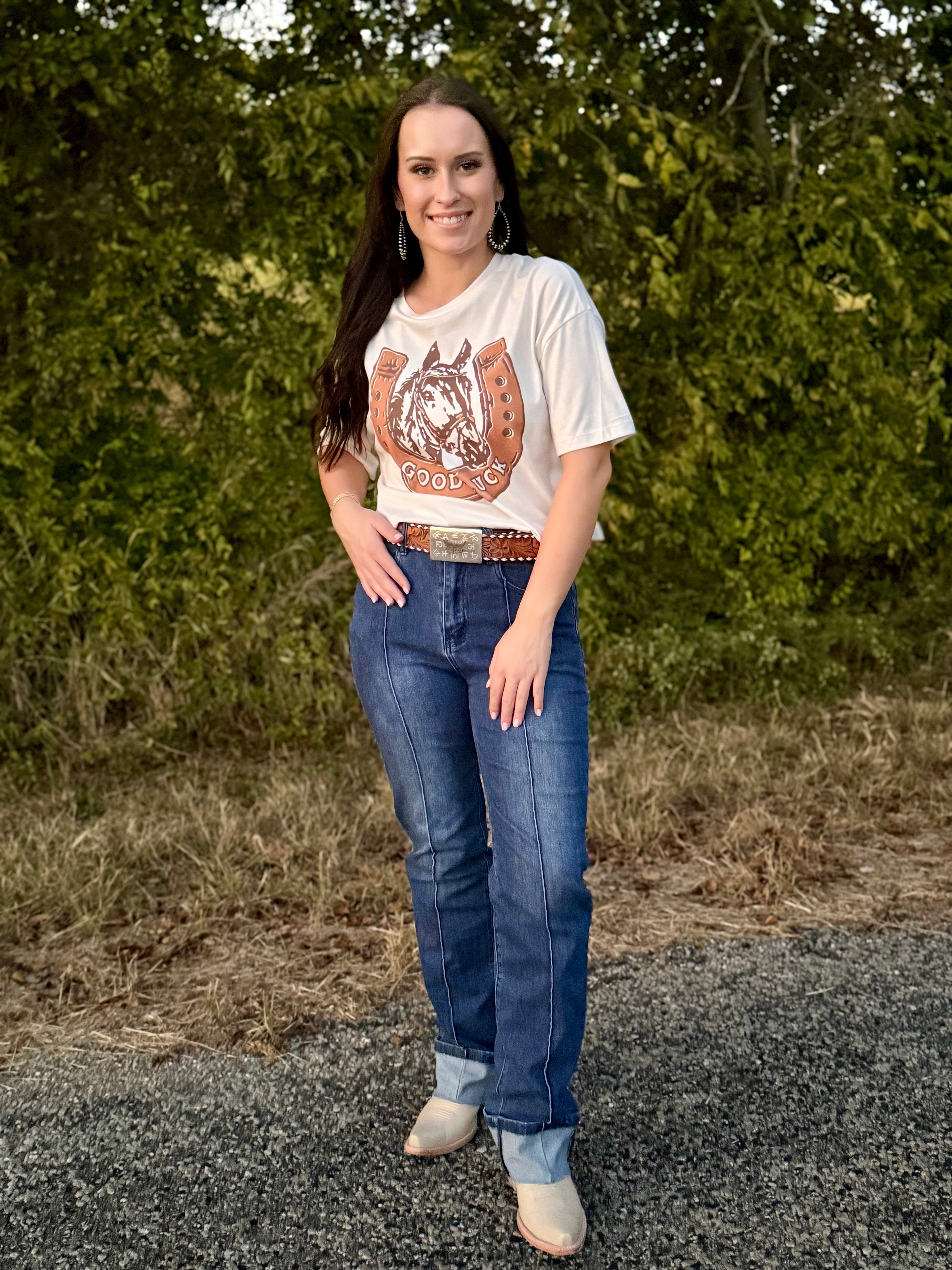 Good Luck Horse Cropped T-shirt