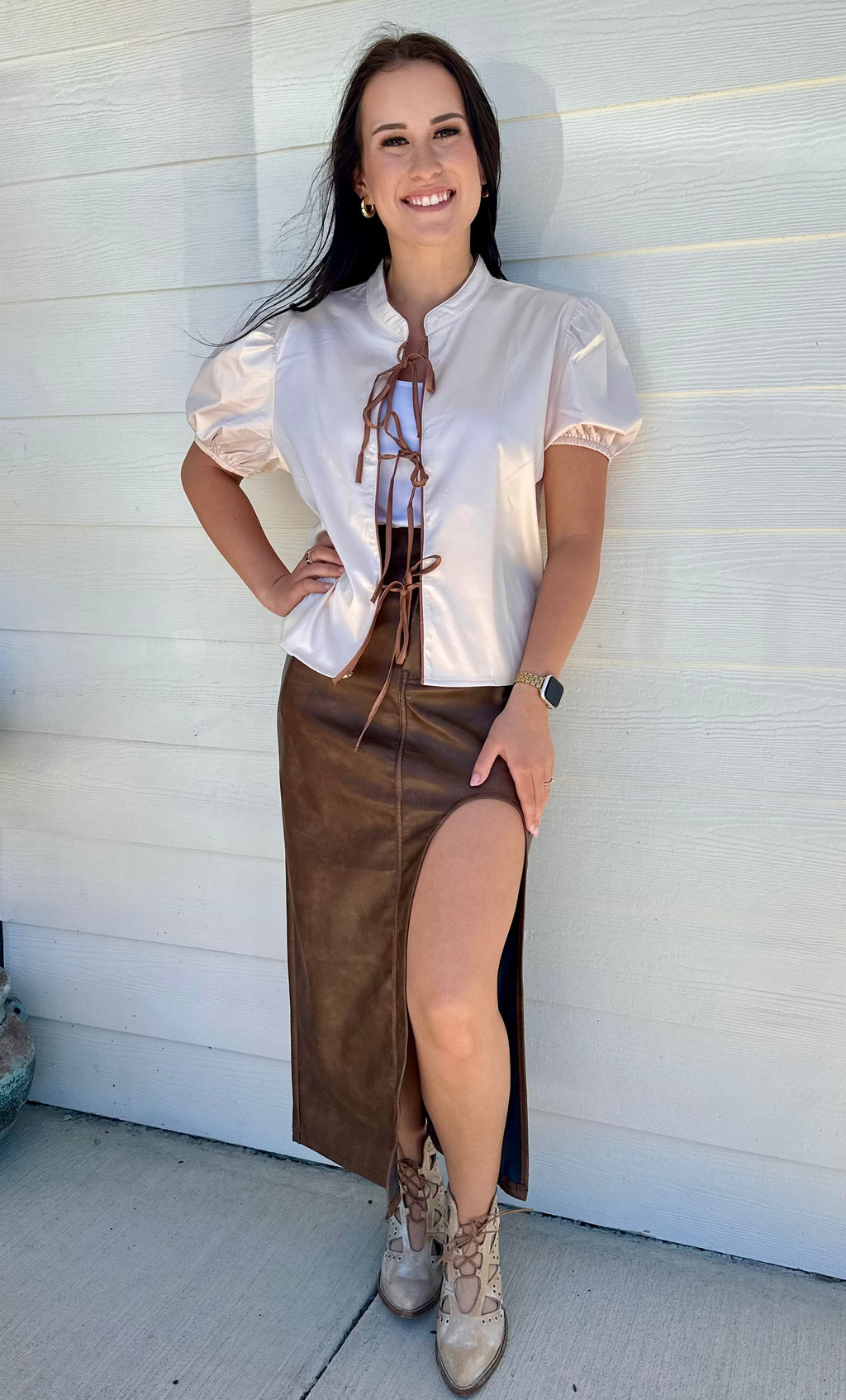 Saddle Lace Satin Top