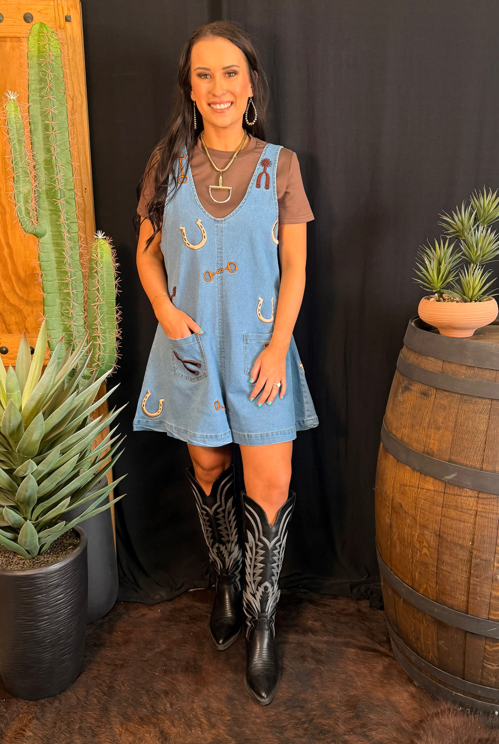 Lucky Spur Denim Romper