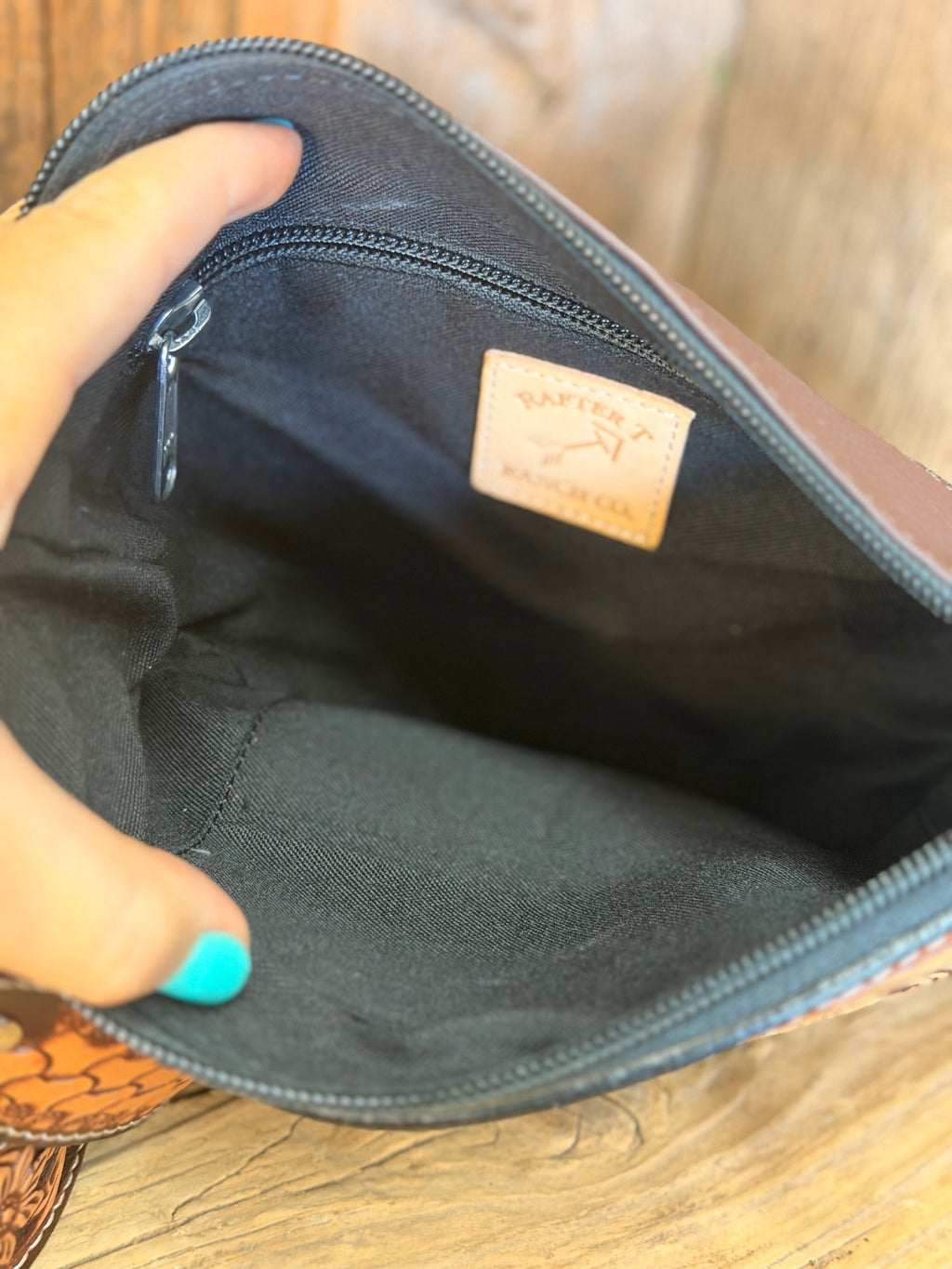 Tooled Brown Soft Leather Crossbody