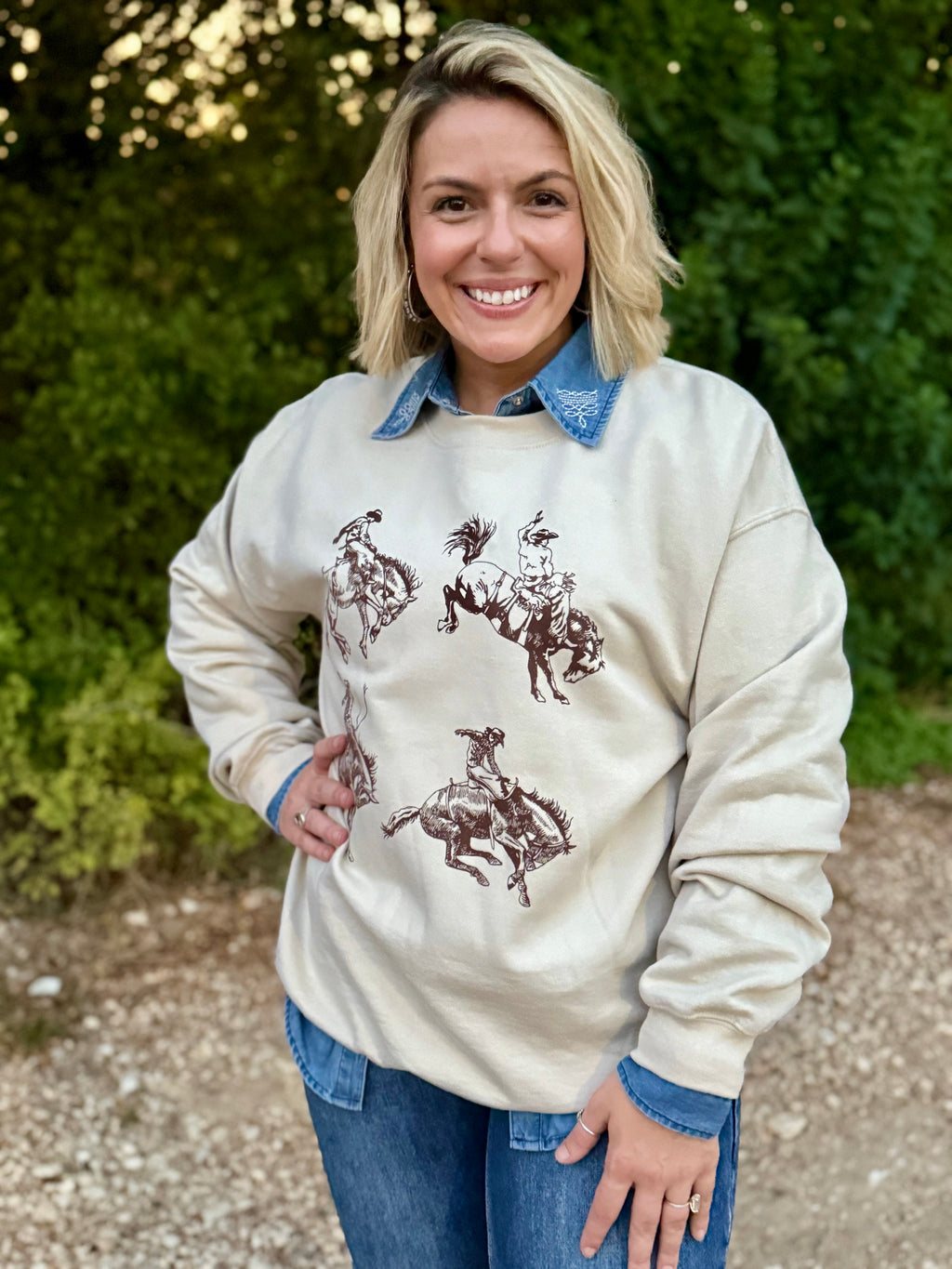 Buckin Tan Collage Gildan Sweatshirt