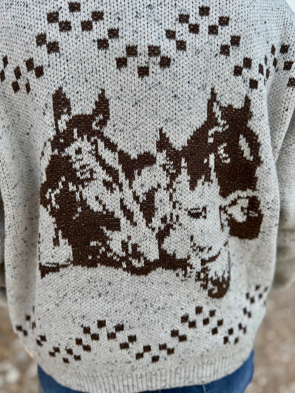 Brown Beige Horse Sweater