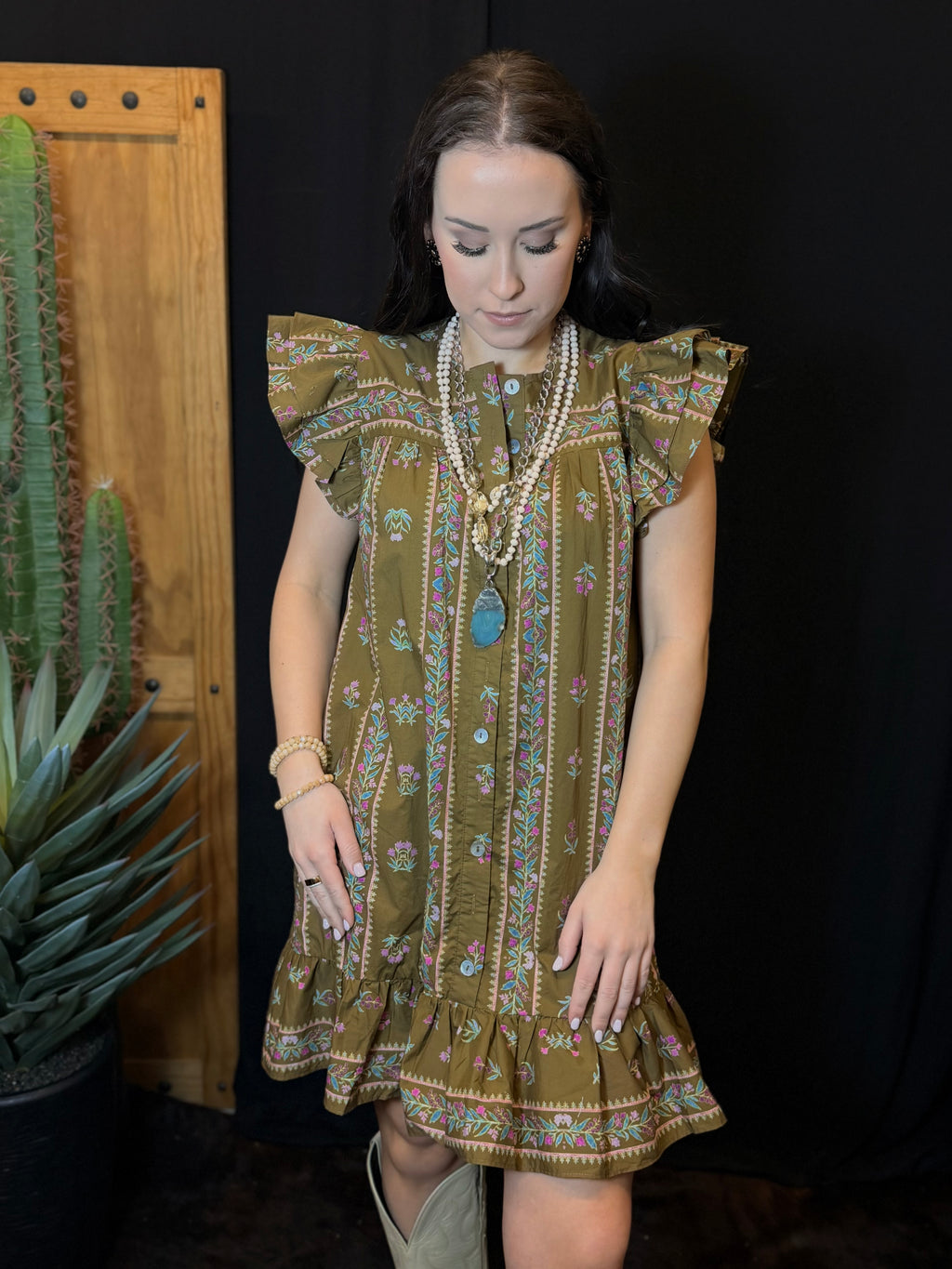 Ranch Rose Ruffle Dress