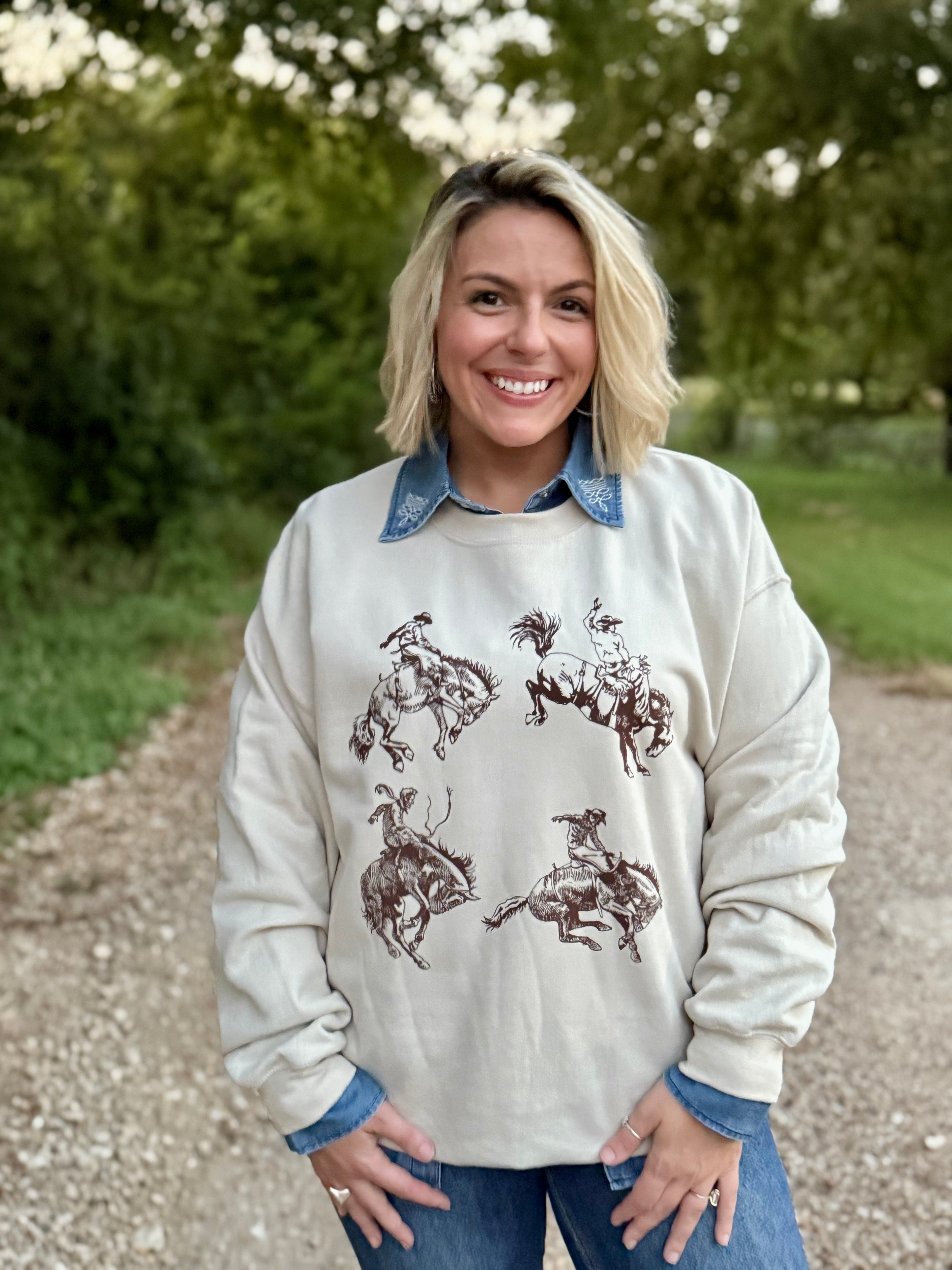 Buckin Tan Collage Gildan Sweatshirt