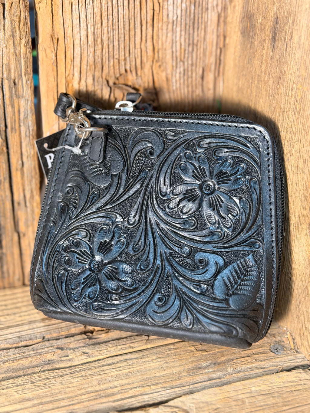 Black Mini Tooled Crossbody