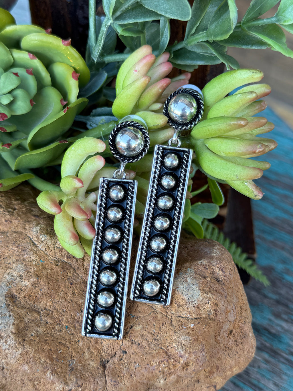 Ball Stick Silver Earrings
