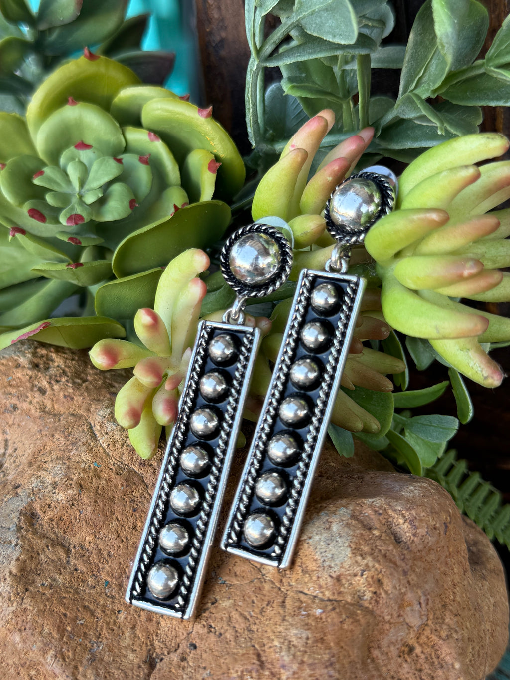 Ball Stick Silver Earrings