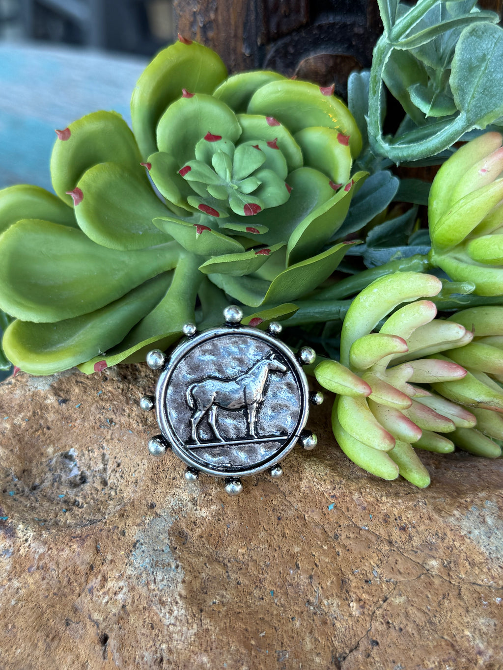 Silver Horse Coin Ring