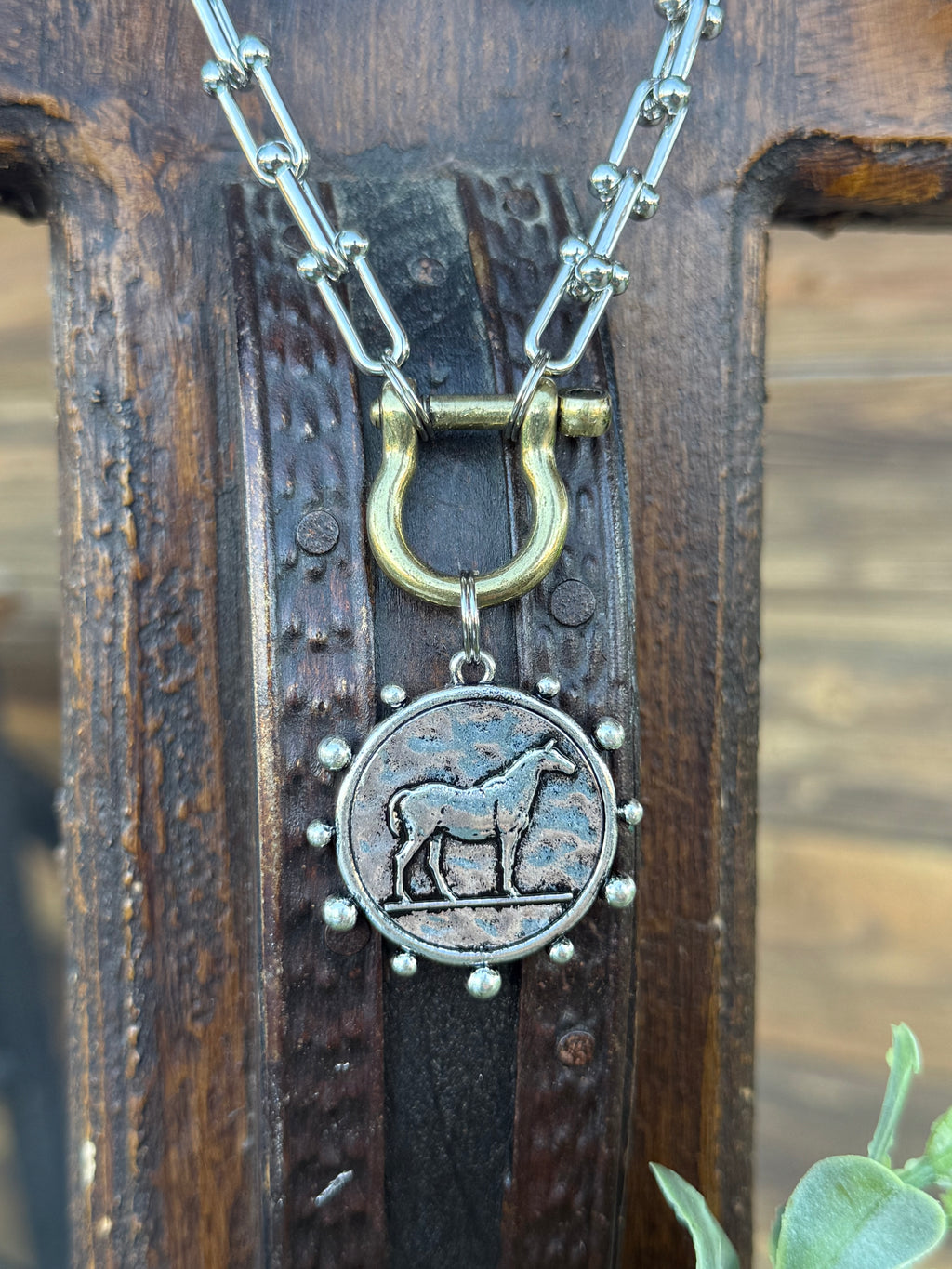 Silver Bridle Horse Necklace