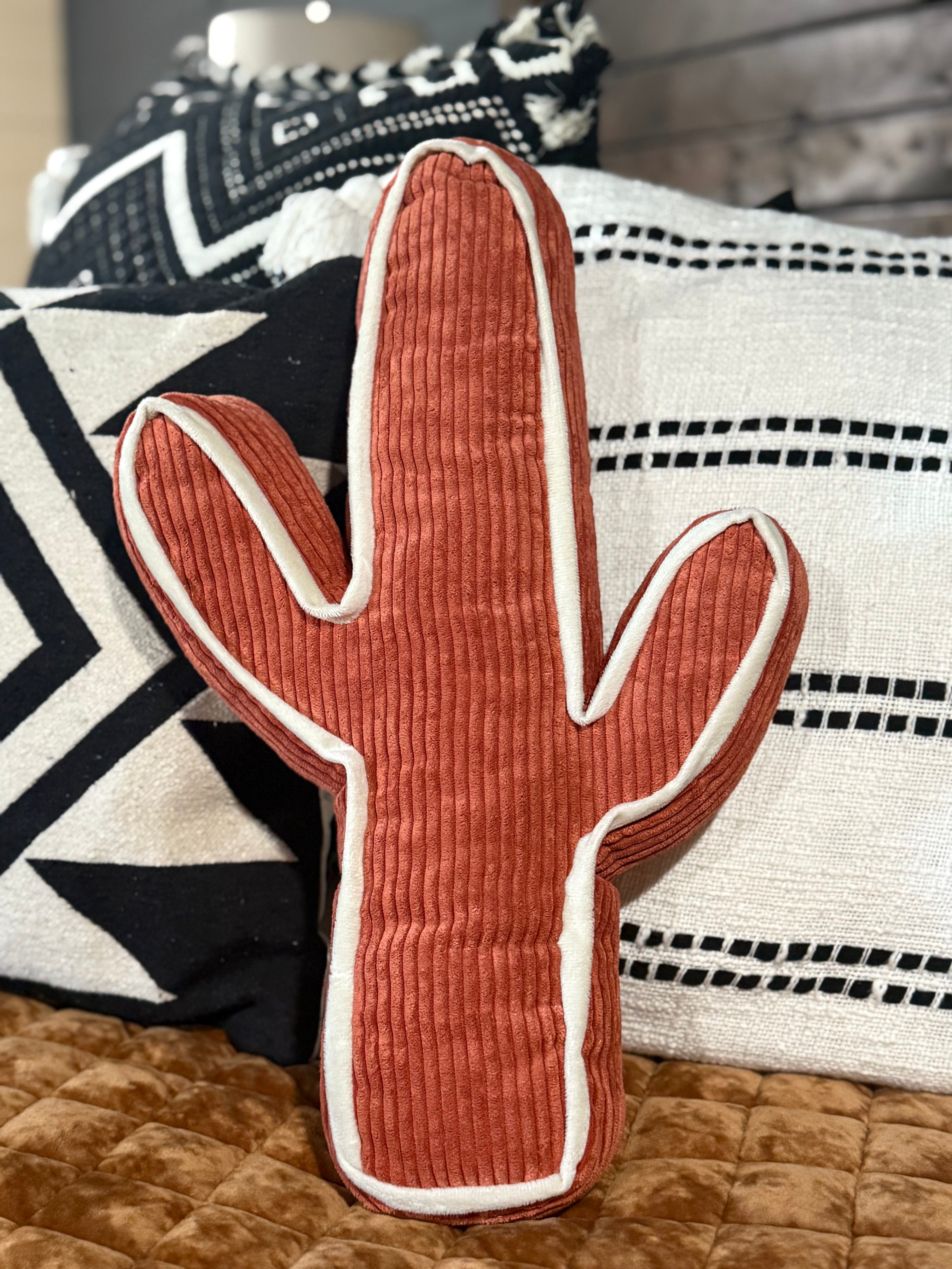 Rust Corduroy Cactus Pillow