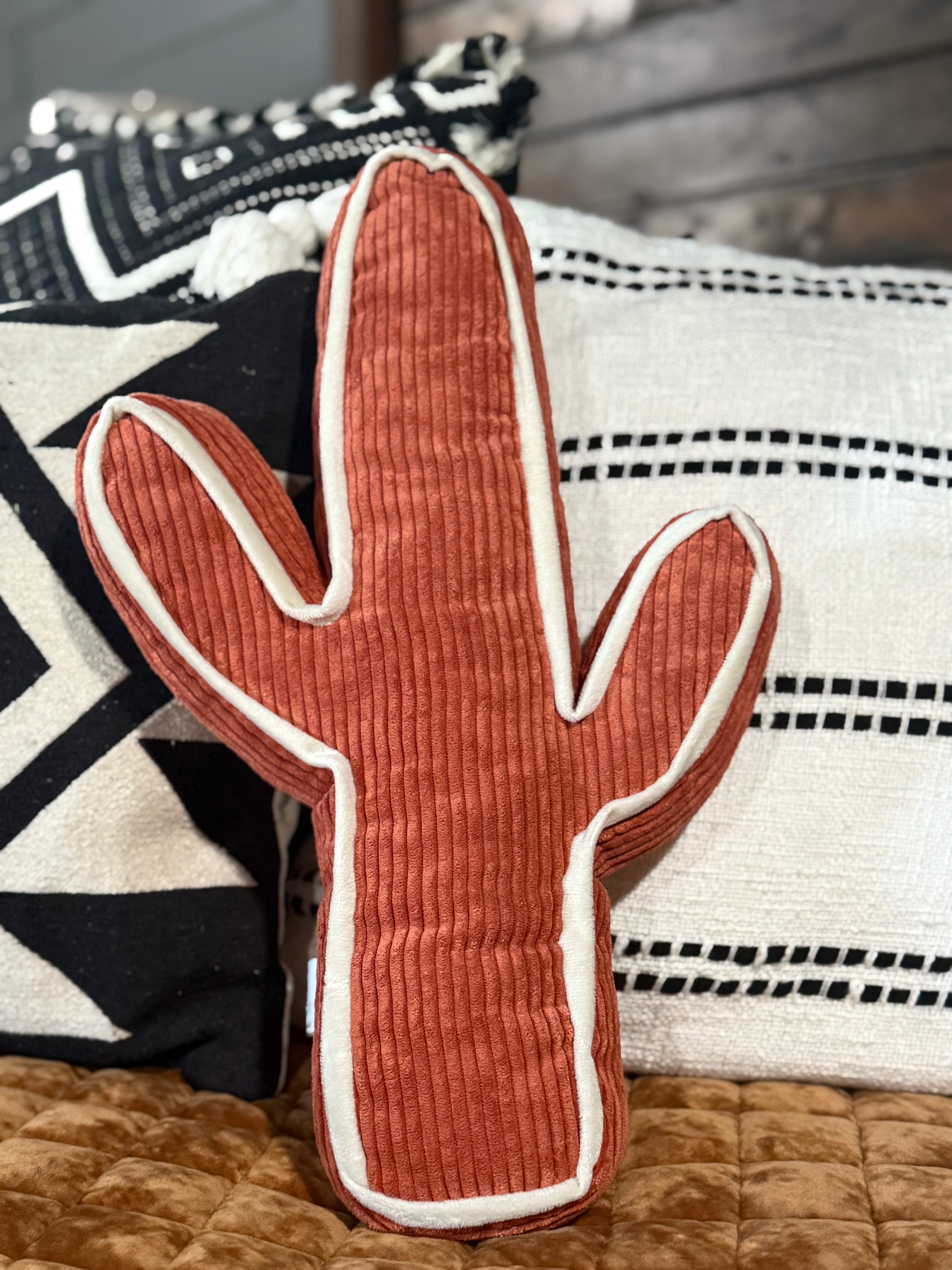 Rust Corduroy Cactus Pillow