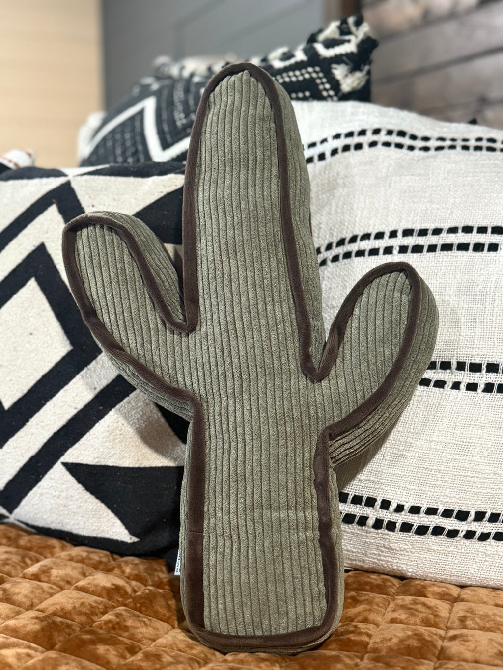 Sage Corduroy Cactus Pillow
