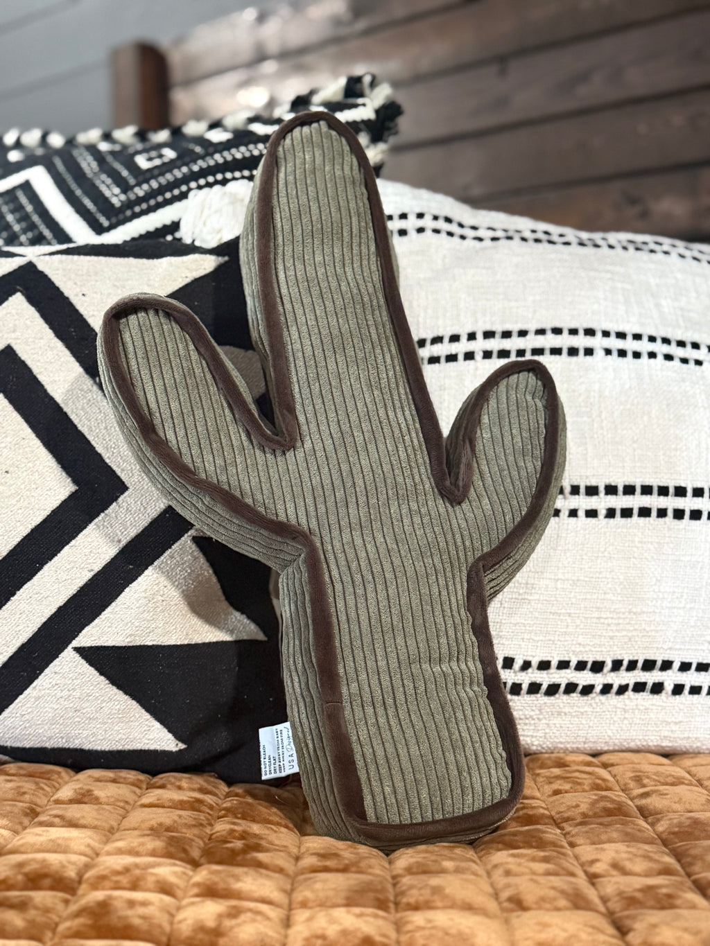 Sage Corduroy Cactus Pillow
