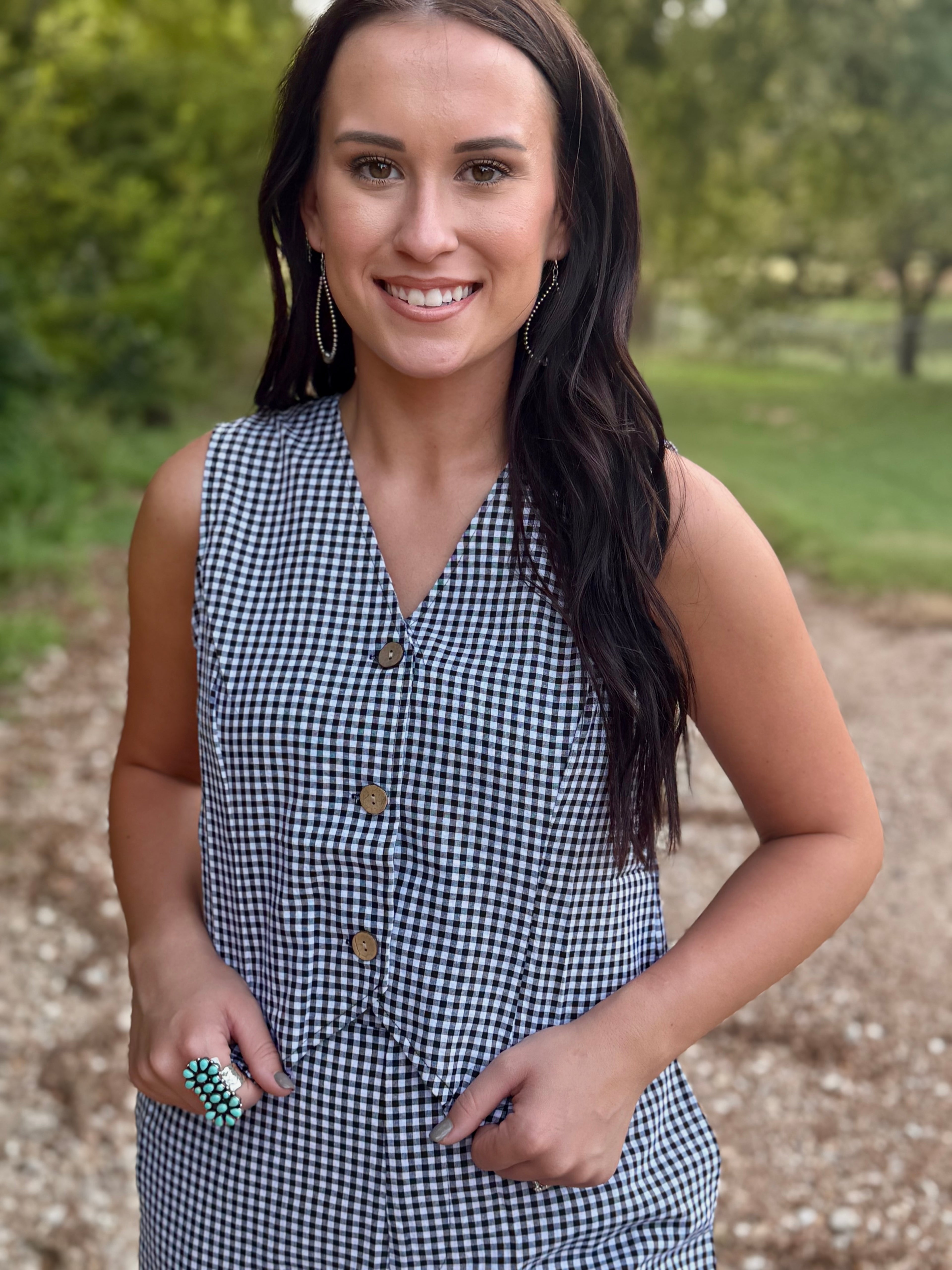 Black Gingham Vest