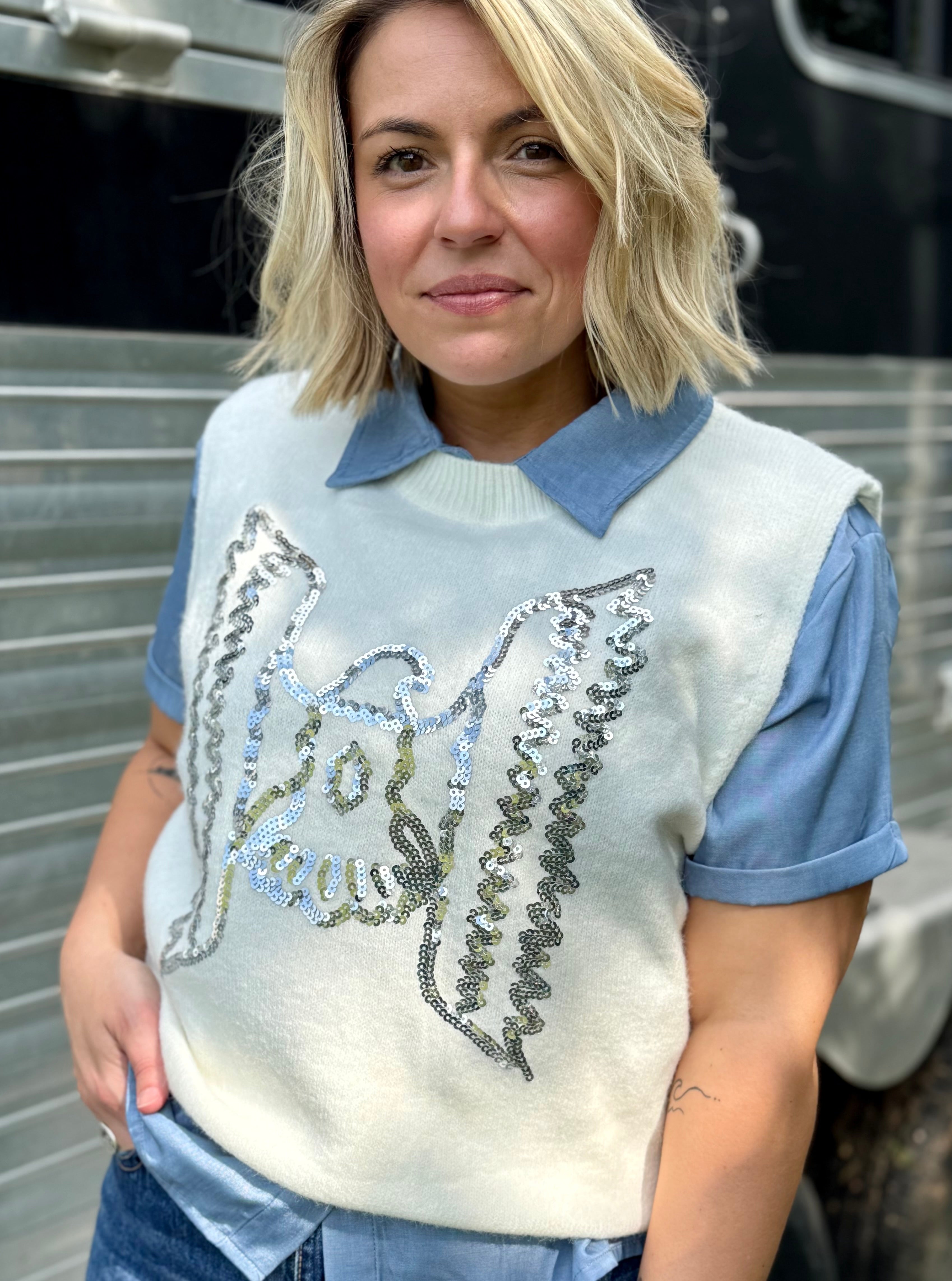 White Thunderbird Sweater Vest