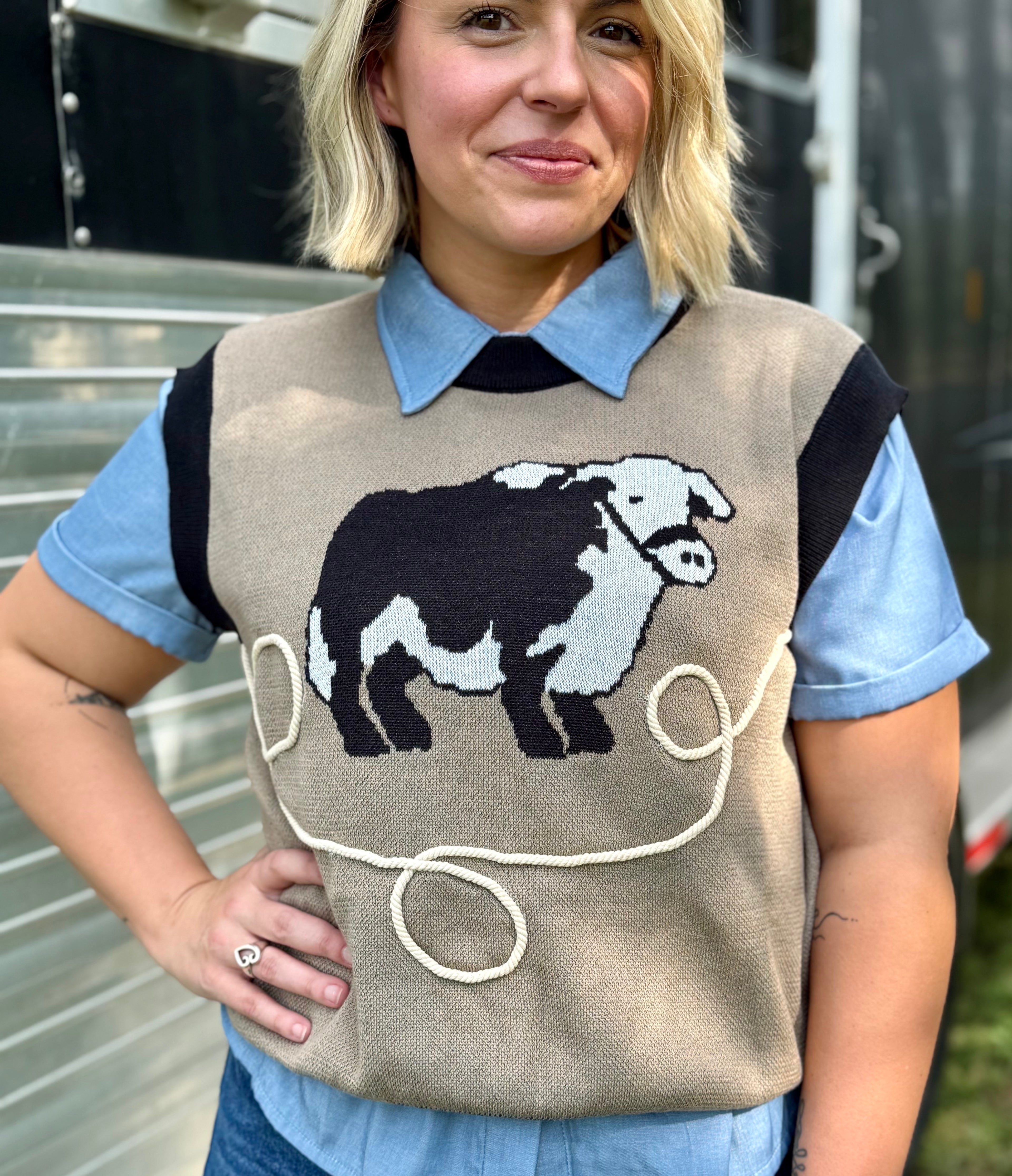 Black Angus Bull Sweater Vest