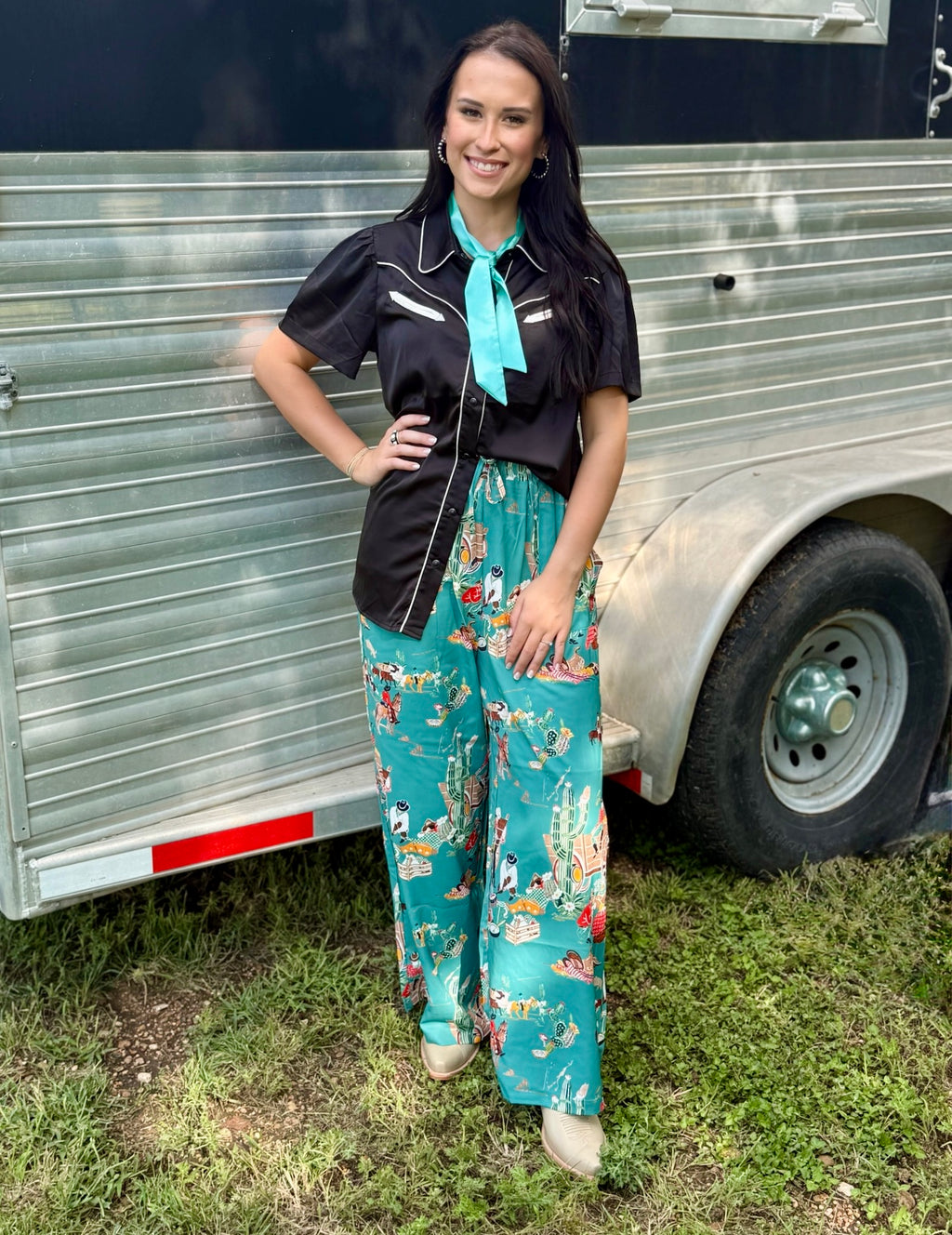 Turquoise Western Pants