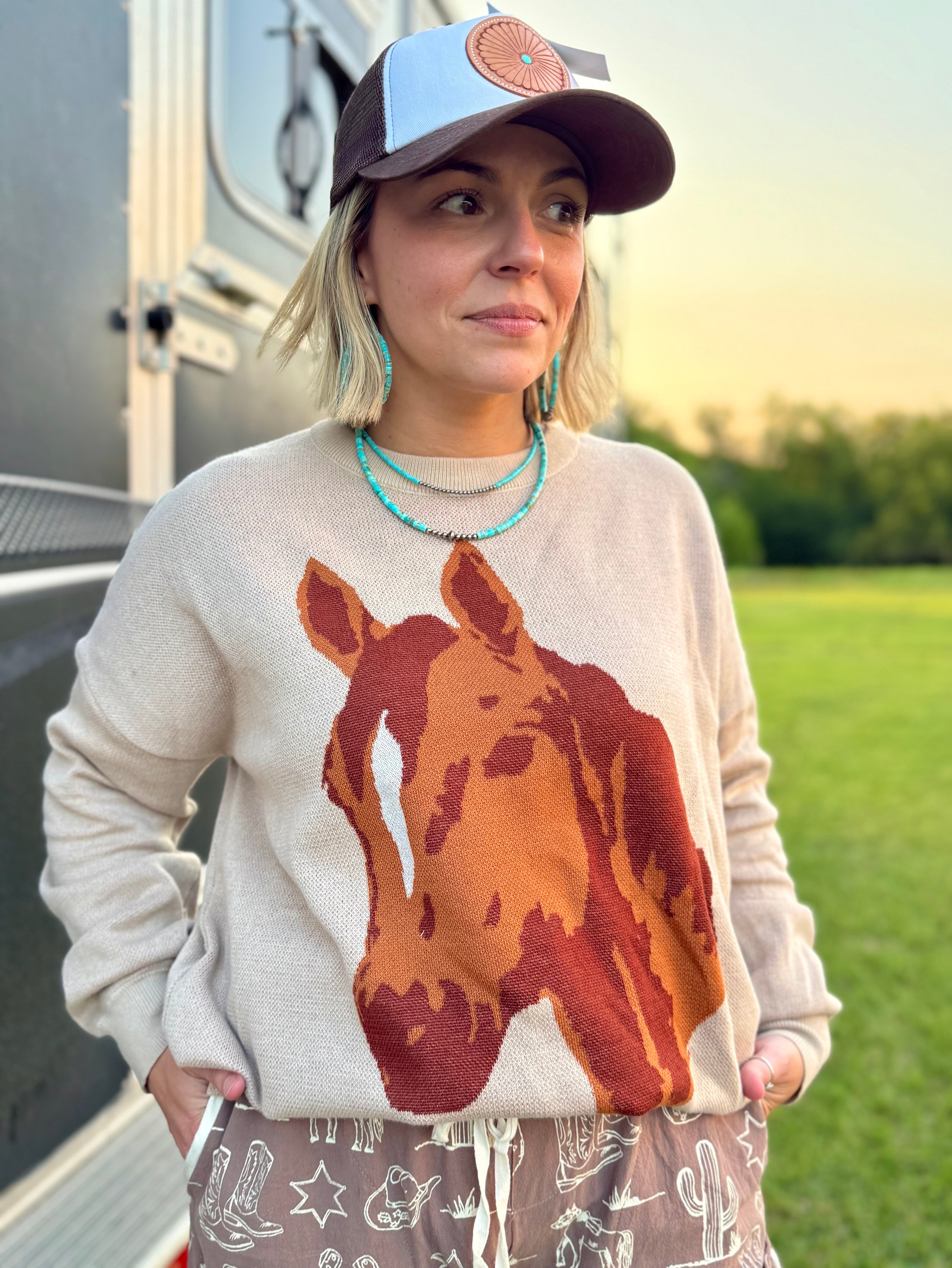 Beige Sorrel Horse Sweater