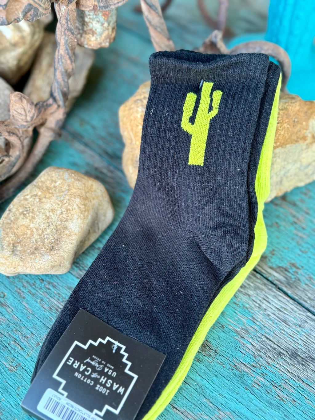 Sock Em Silly Neon Cacti Adult Socks- 3 Pack