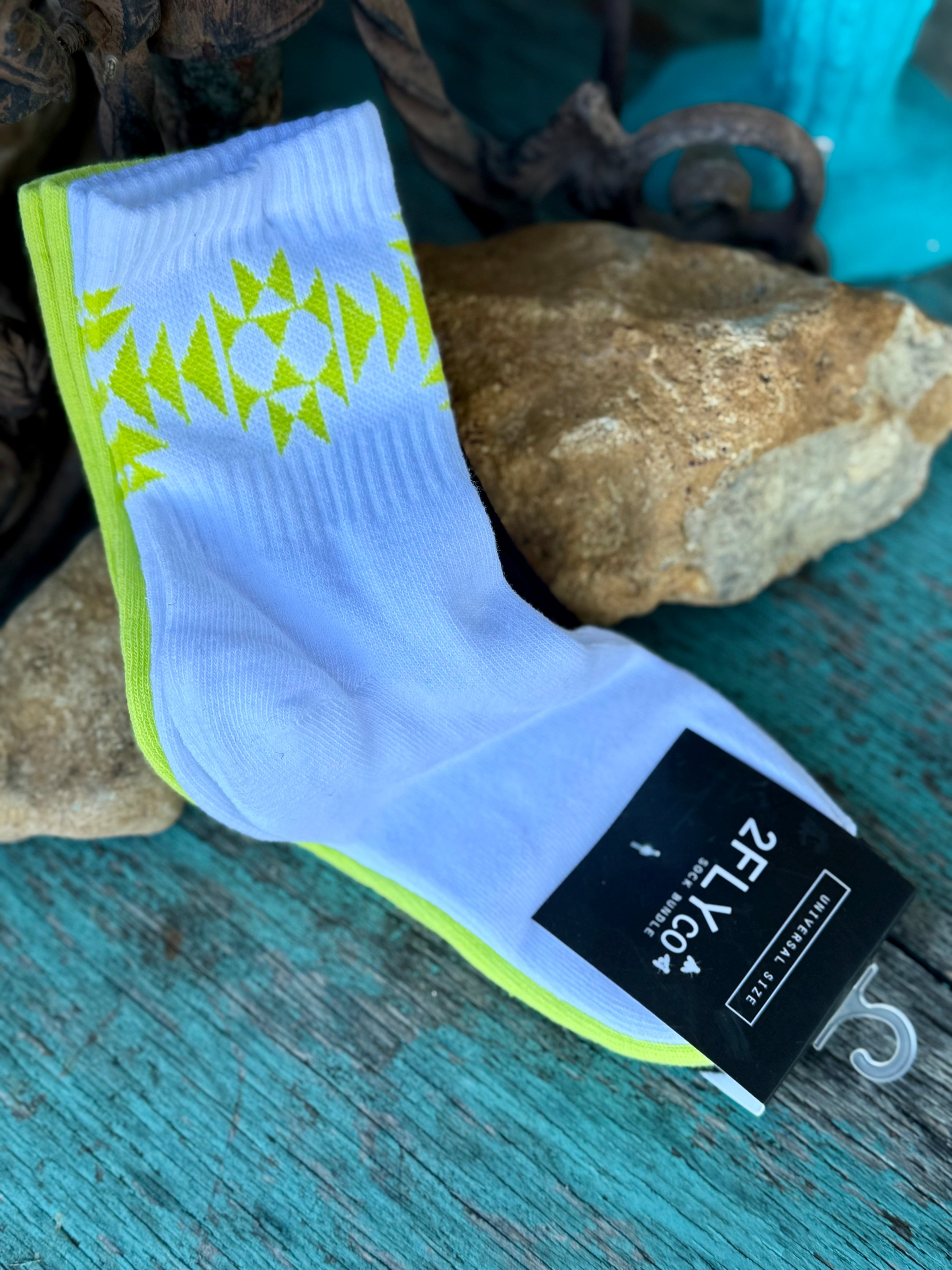 Sock Em Silly Neon Cacti Adult Socks- 3 Pack