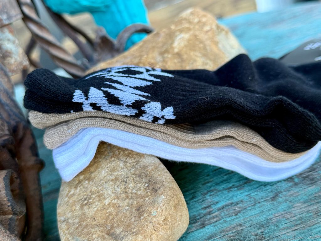 Sock Em Silly Western Horseshoe Adult Socks- 3 Pack