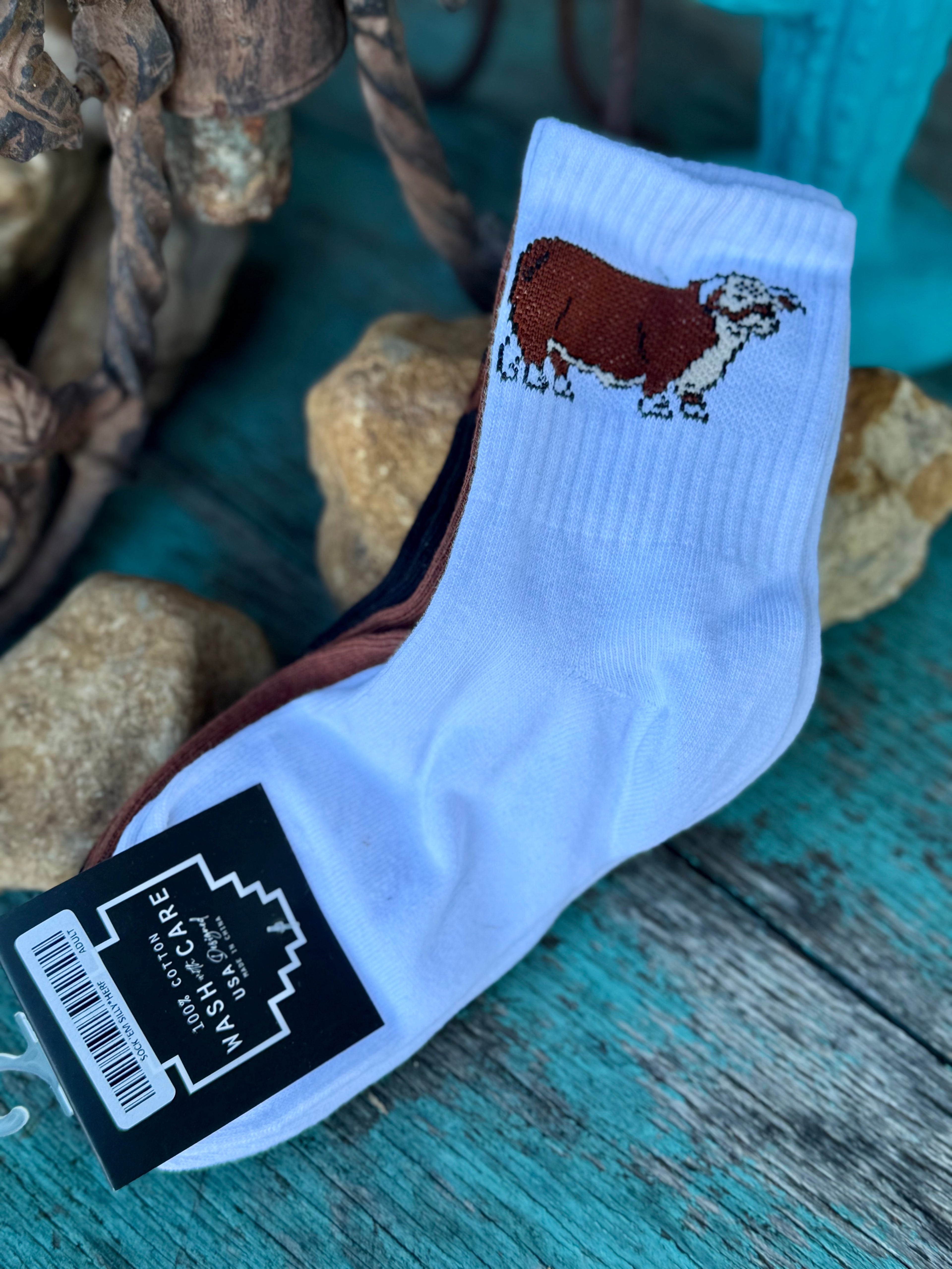 Sock Em Silly Hereford Adult Socks- 3 Pack
