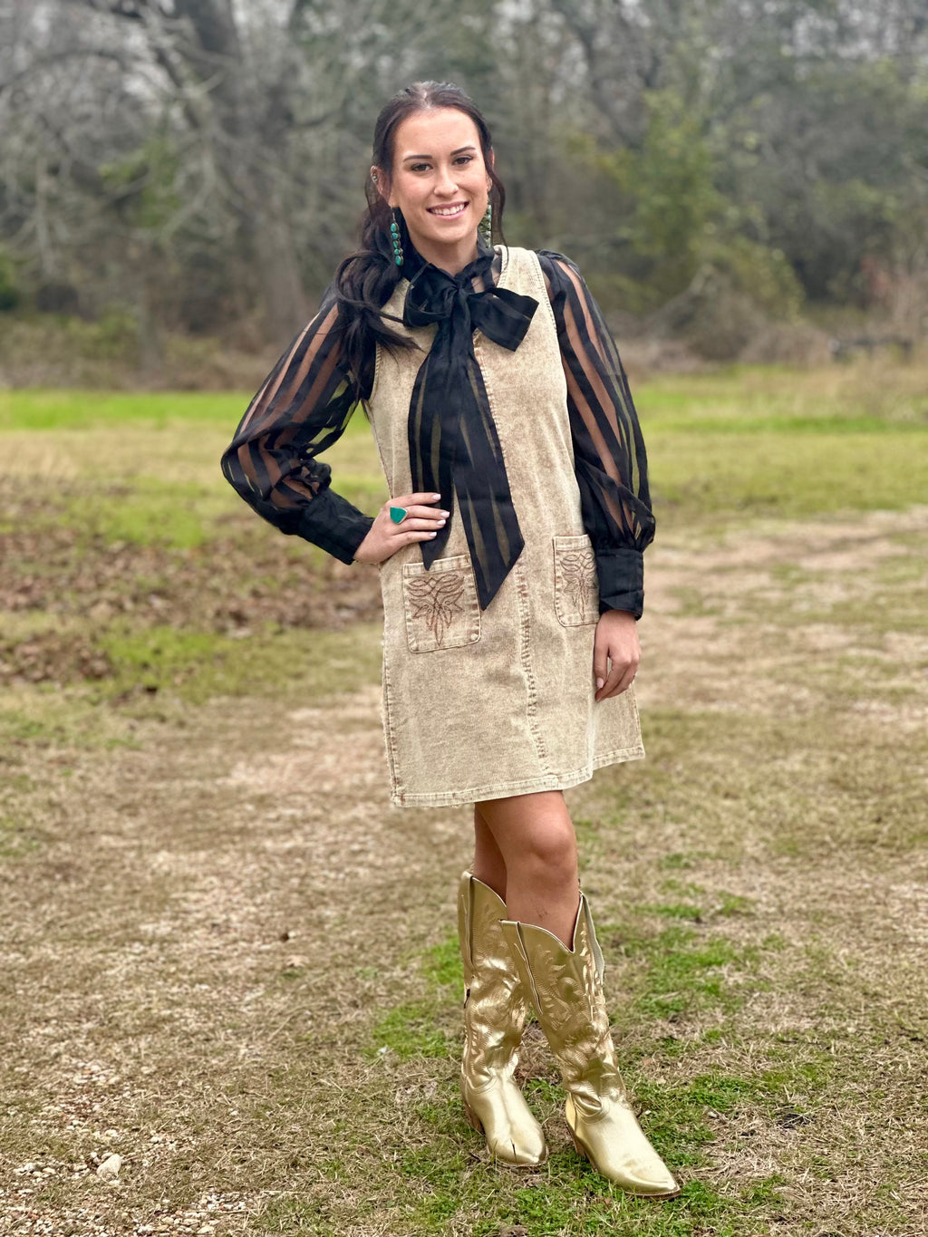 Black Sheer Striped Bow Tie Top