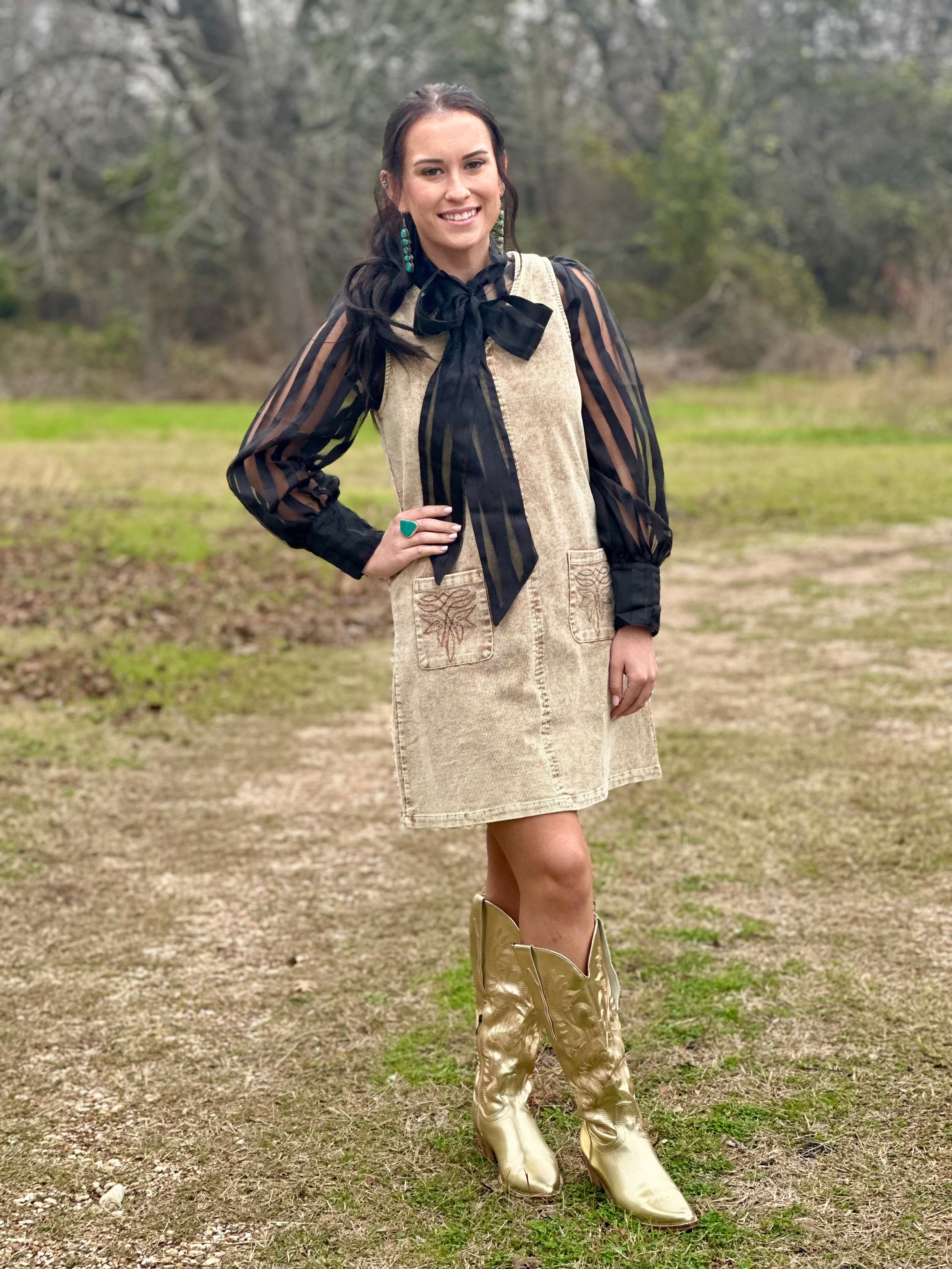 Black Sheer Striped Bow Tie Top