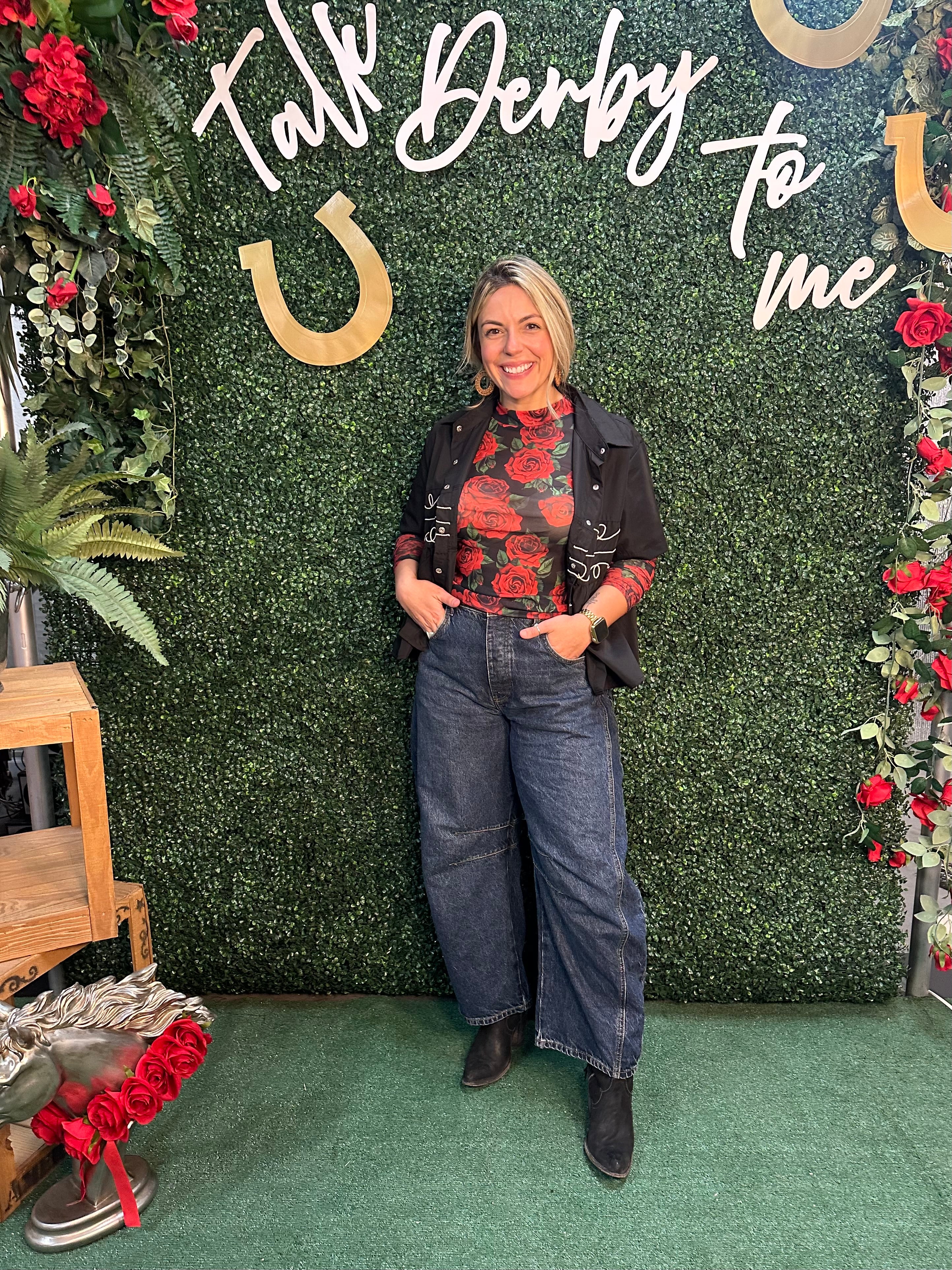 Rodeo Rose Mesh Long Sleeve Top