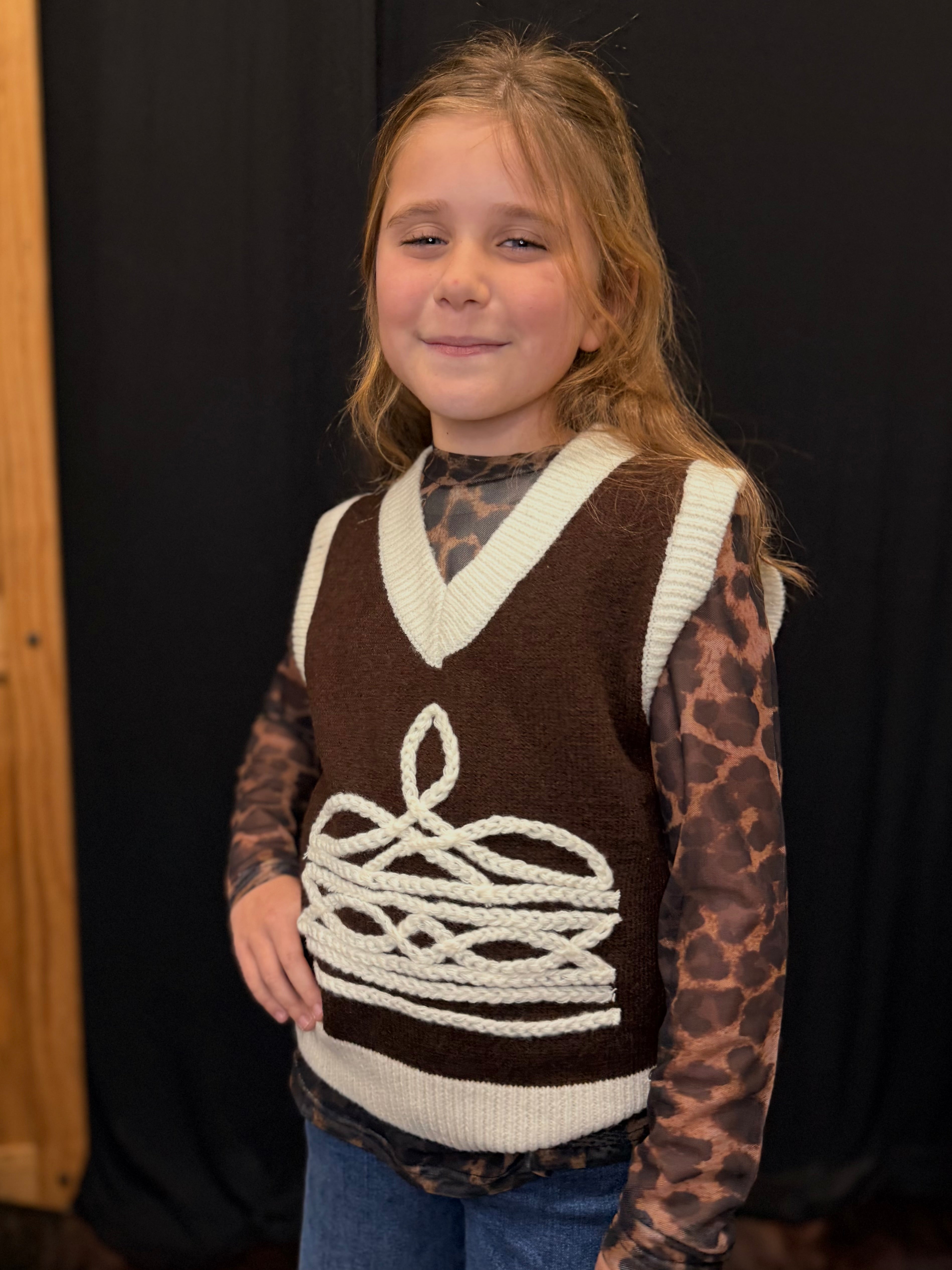 Brown Boot Stitch Sweater Vest