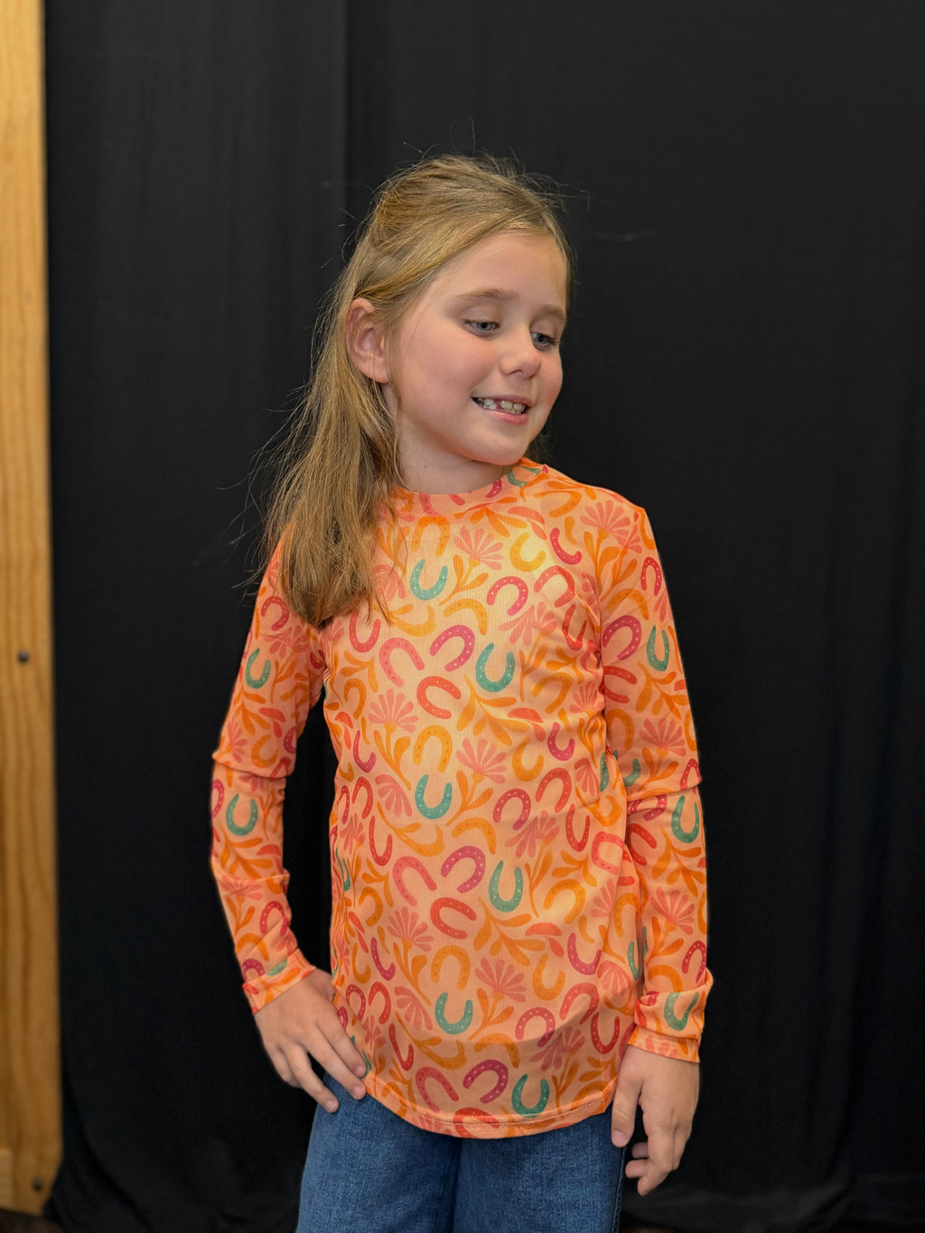 Youth Horse Shoe Mesh Top