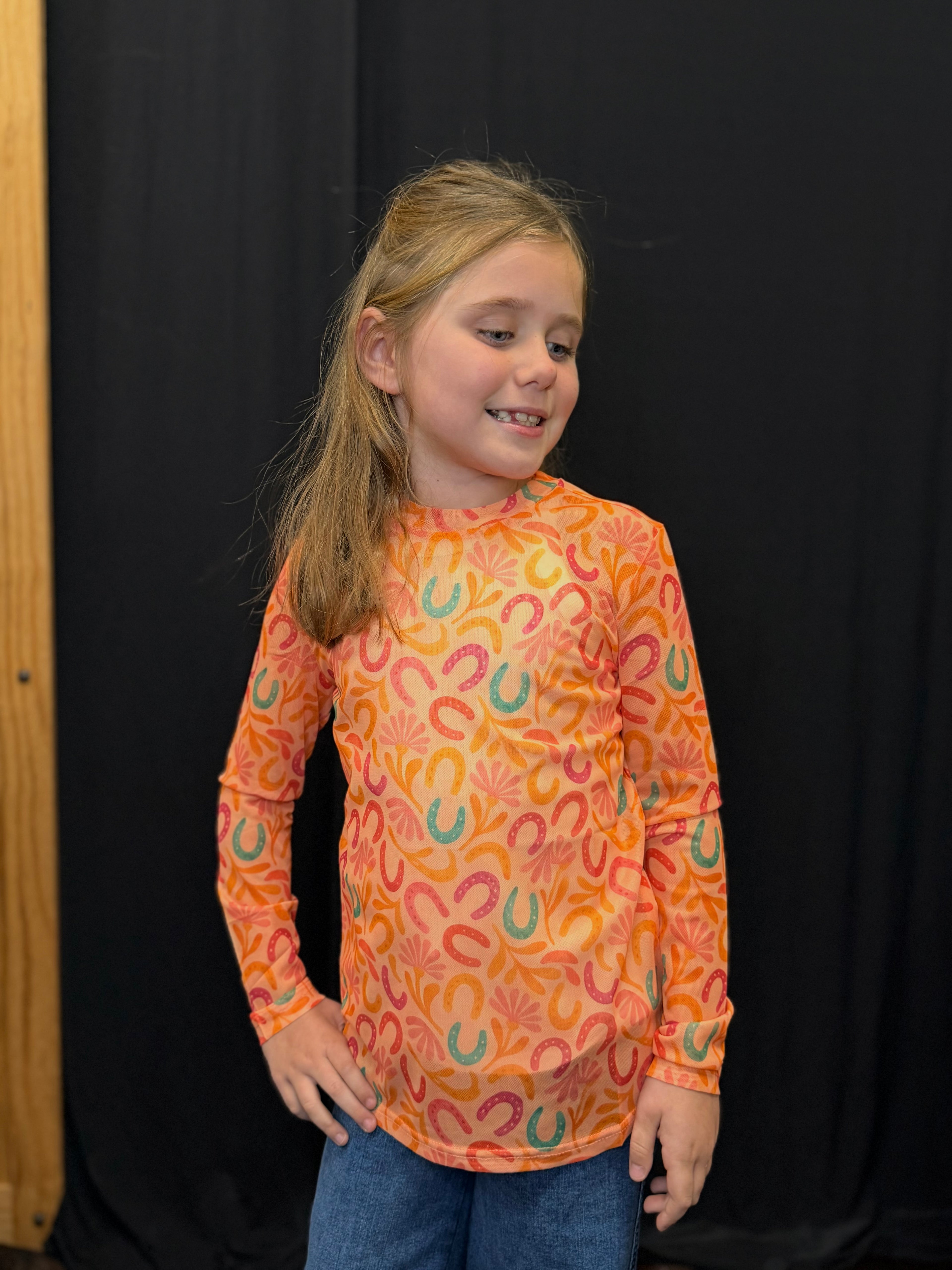 Youth Horse Shoe Mesh Top