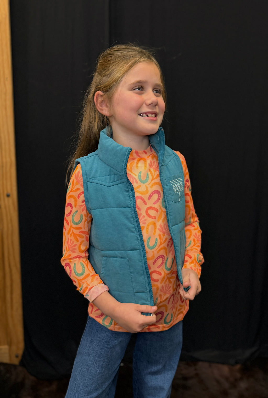 Youth Horse Shoe Mesh Top